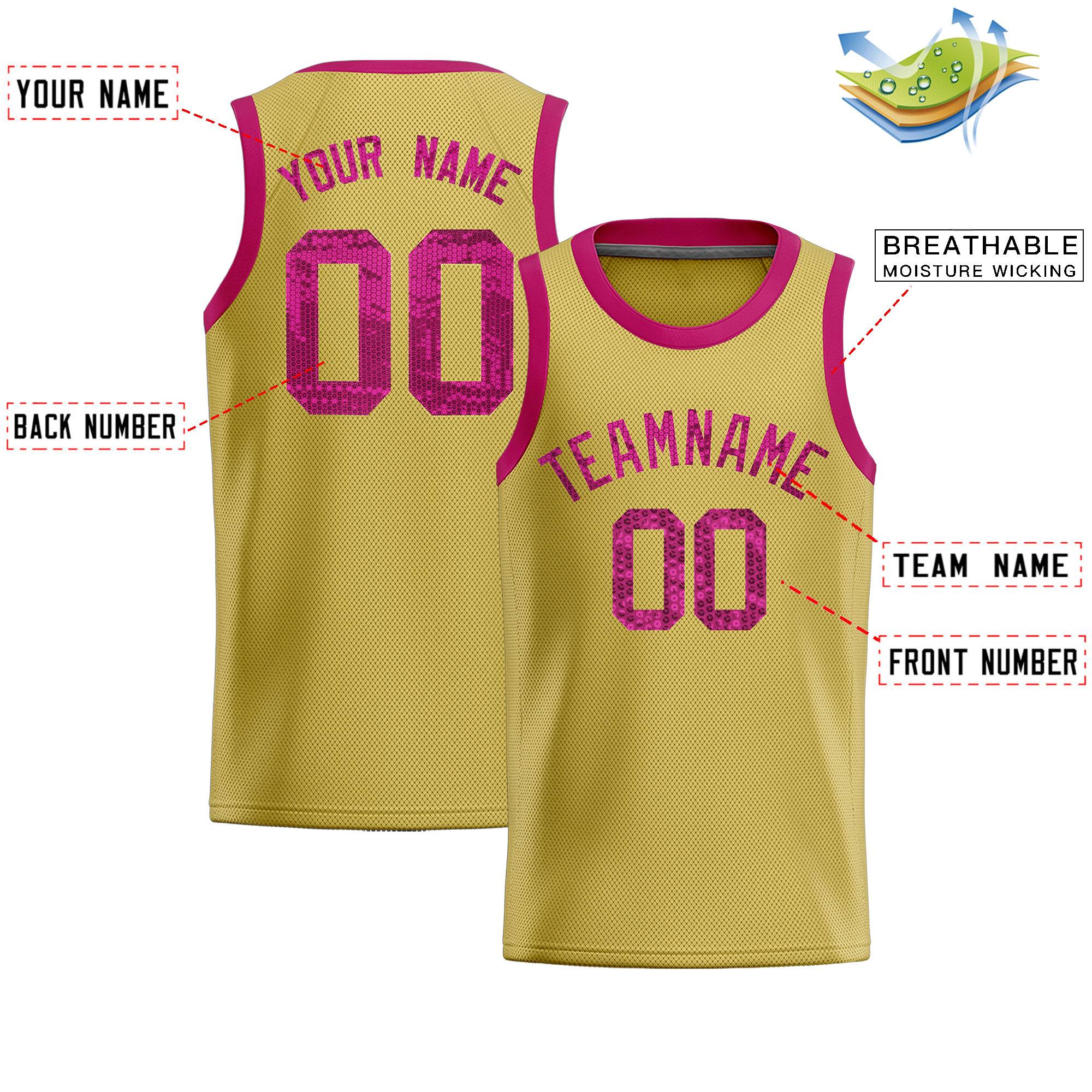 Custom Old Gold Sequined Tops Athletic Basketball Jersey|KXKSHOP