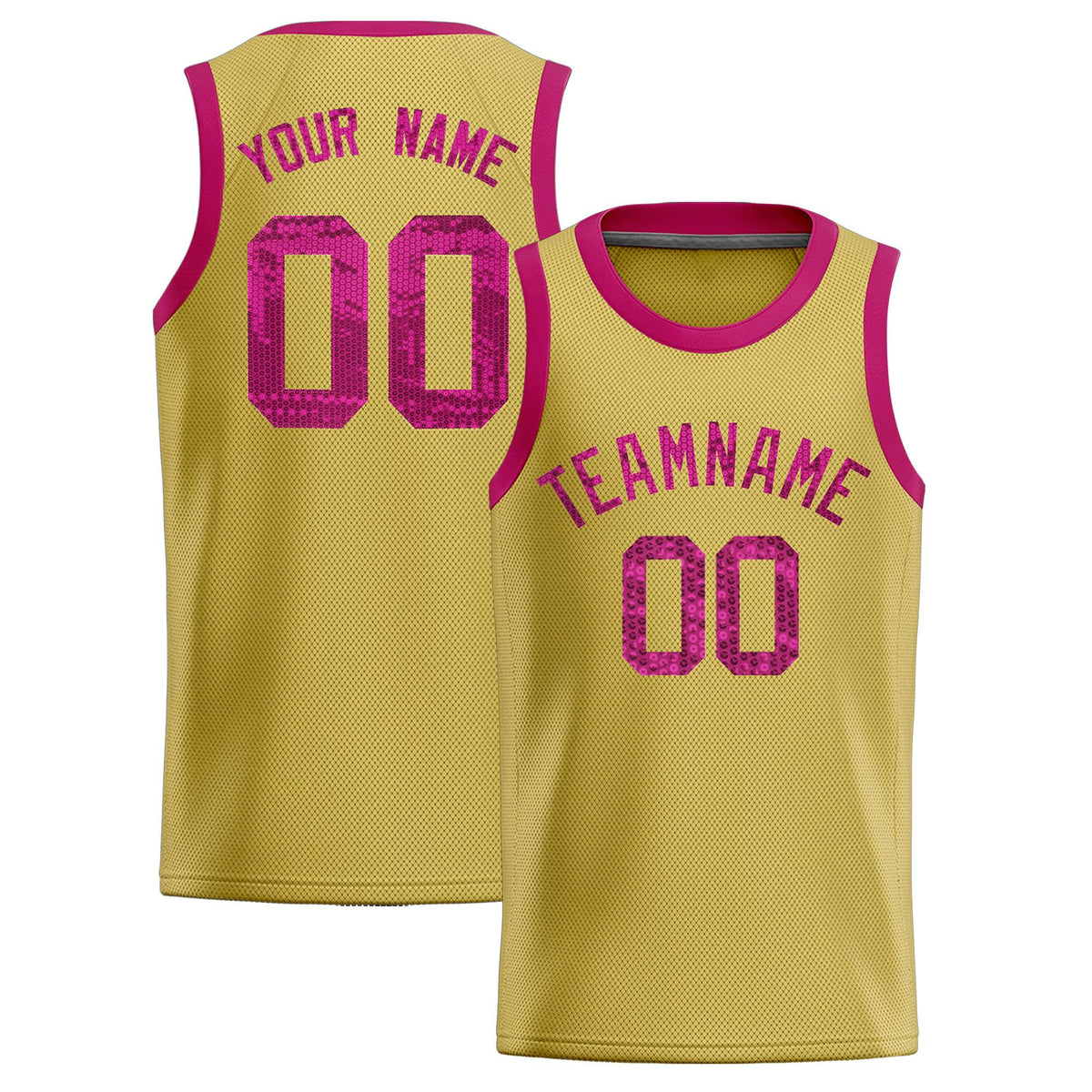 Custom Old Gold Sequined Tops Athletic Basketball Jersey|KXKSHOP