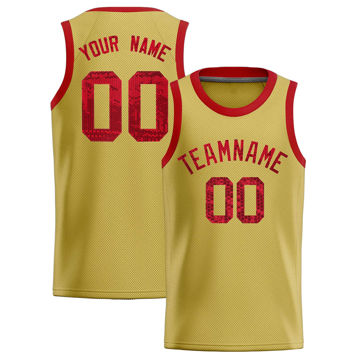 Custom Old Gold Sequined Tops Athletic Basketball Jersey|KXKSHOP