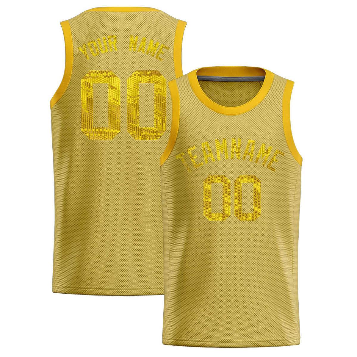 Custom Old Gold Sequined Tops Athletic Basketball Jersey|KXKSHOP