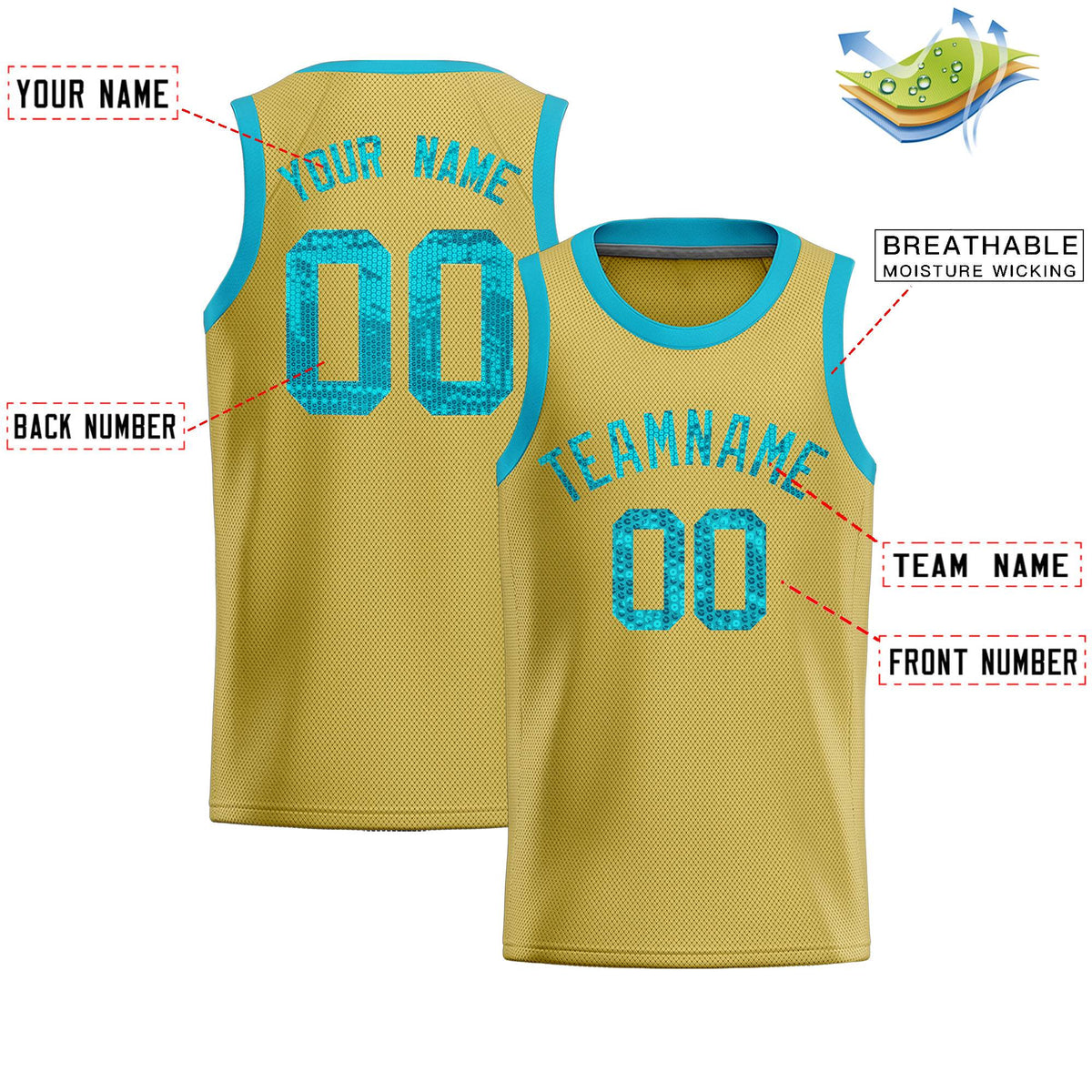 Custom Old Gold Sequined Tops Athletic Basketball Jersey|KXKSHOP