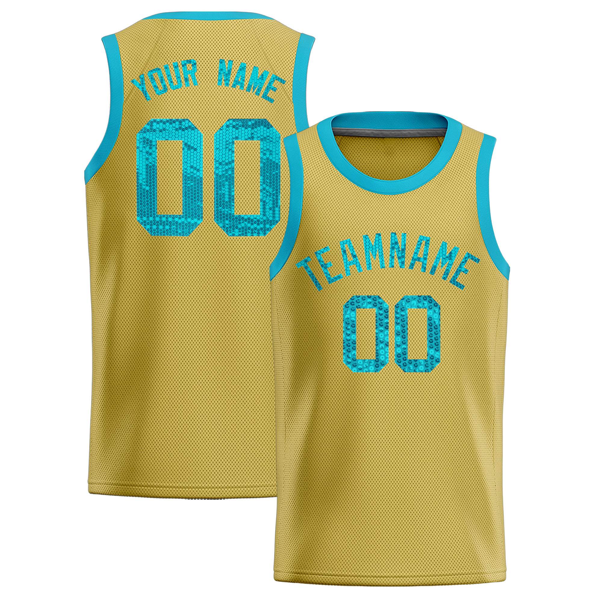 Custom Old Gold Sequined Tops Athletic Basketball Jersey|KXKSHOP