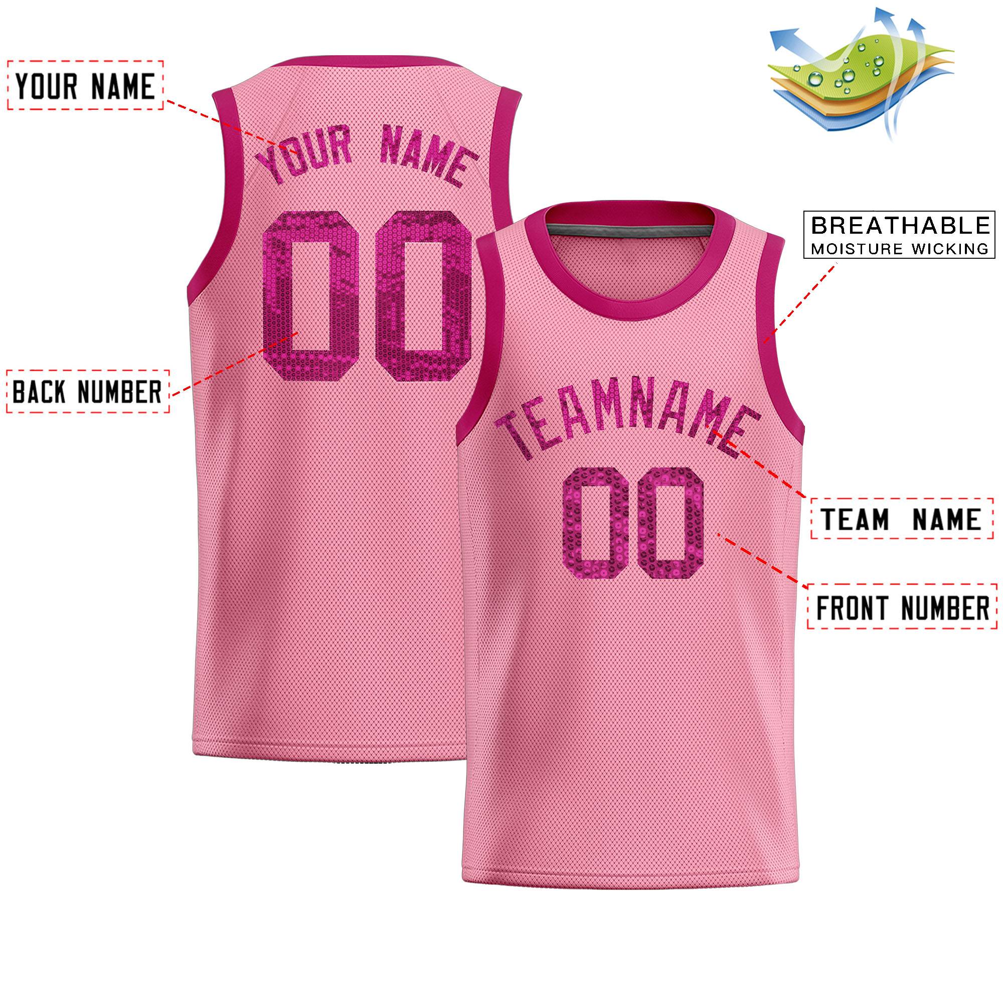Custom Light Pink Sequined Tops Athletic Basketball Jersey|KXKSHOP