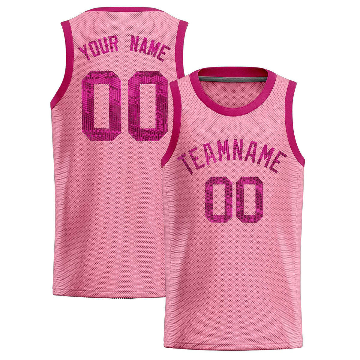 Custom Light Pink Sequined Tops Athletic Basketball Jersey|KXKSHOP