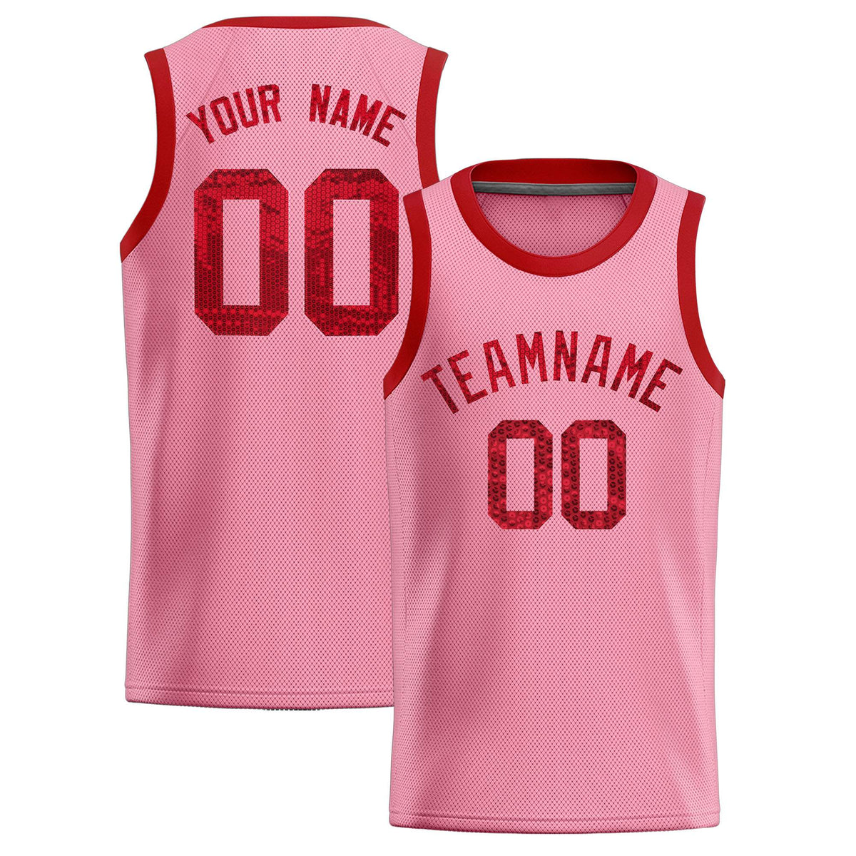 Custom Light Pink Sequined Tops Athletic Basketball Jersey|KXKSHOP
