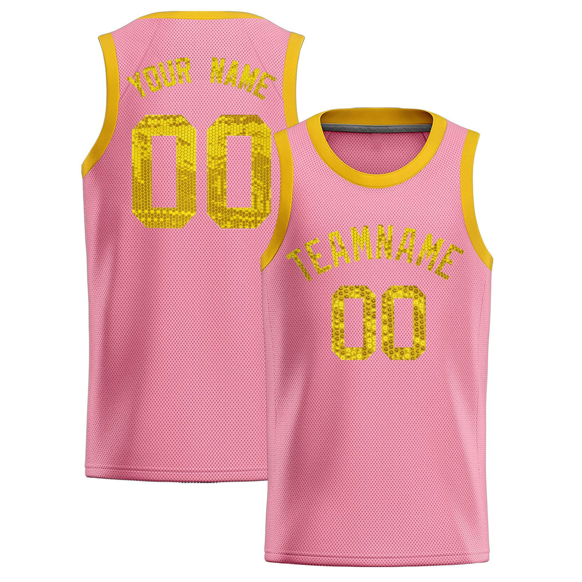 Custom Light Pink Sequined Tops Athletic Basketball Jersey|KXKSHOP