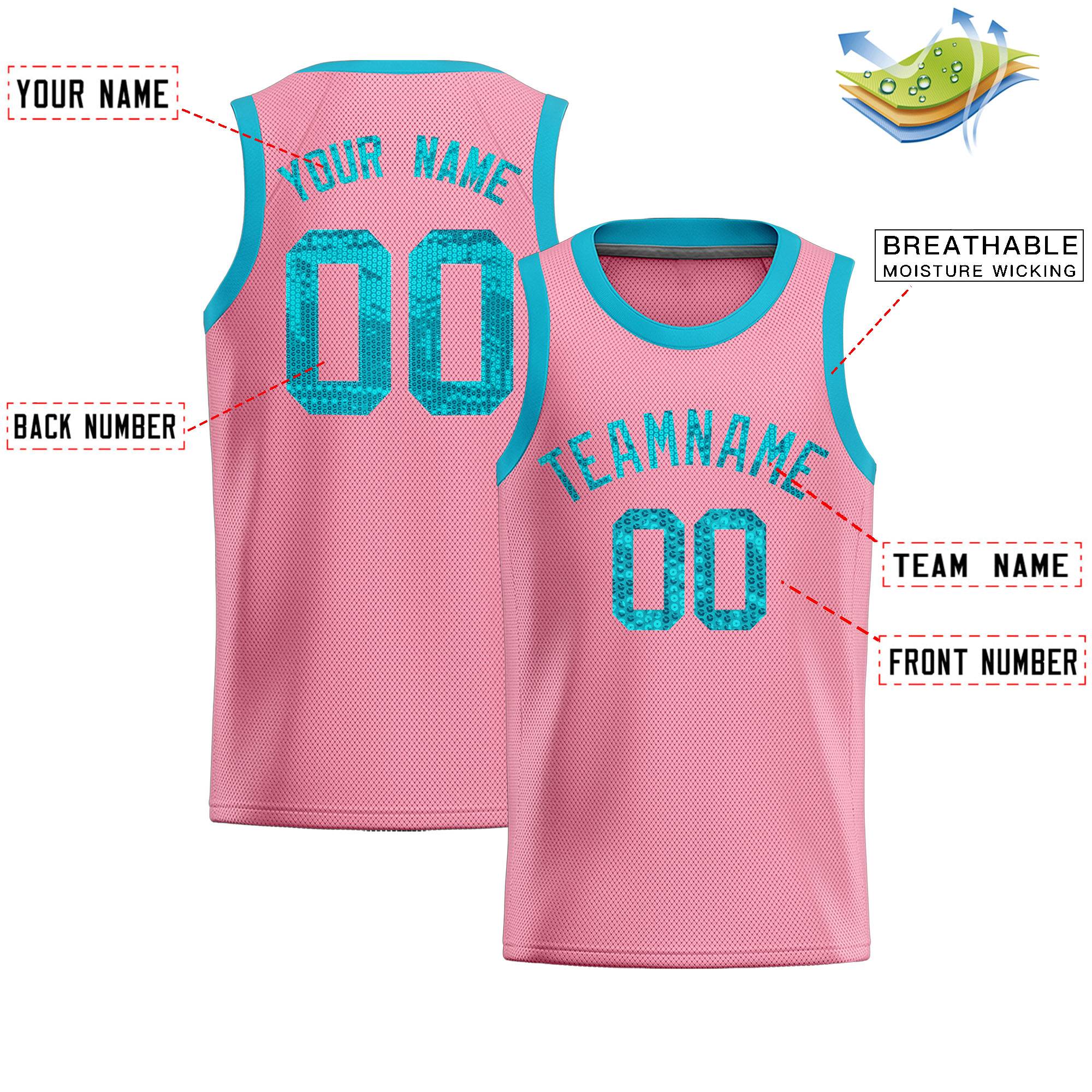 Custom Light Pink Sequined Tops Athletic Basketball Jersey|KXKSHOP