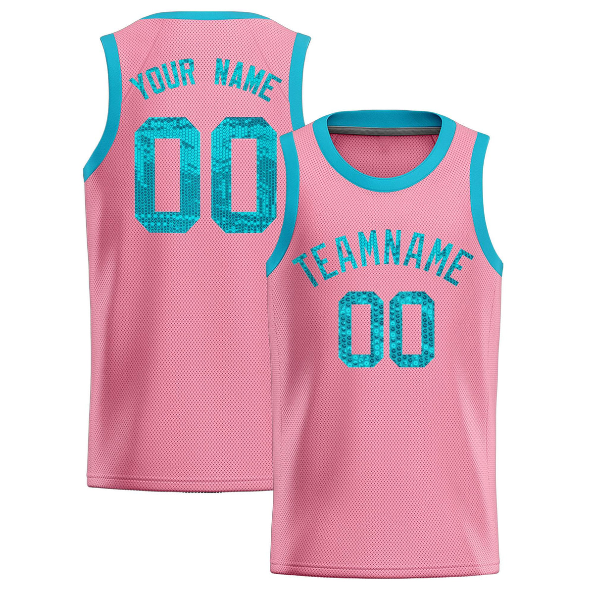 Custom Light Pink Sequined Tops Athletic Basketball Jersey|KXKSHOP
