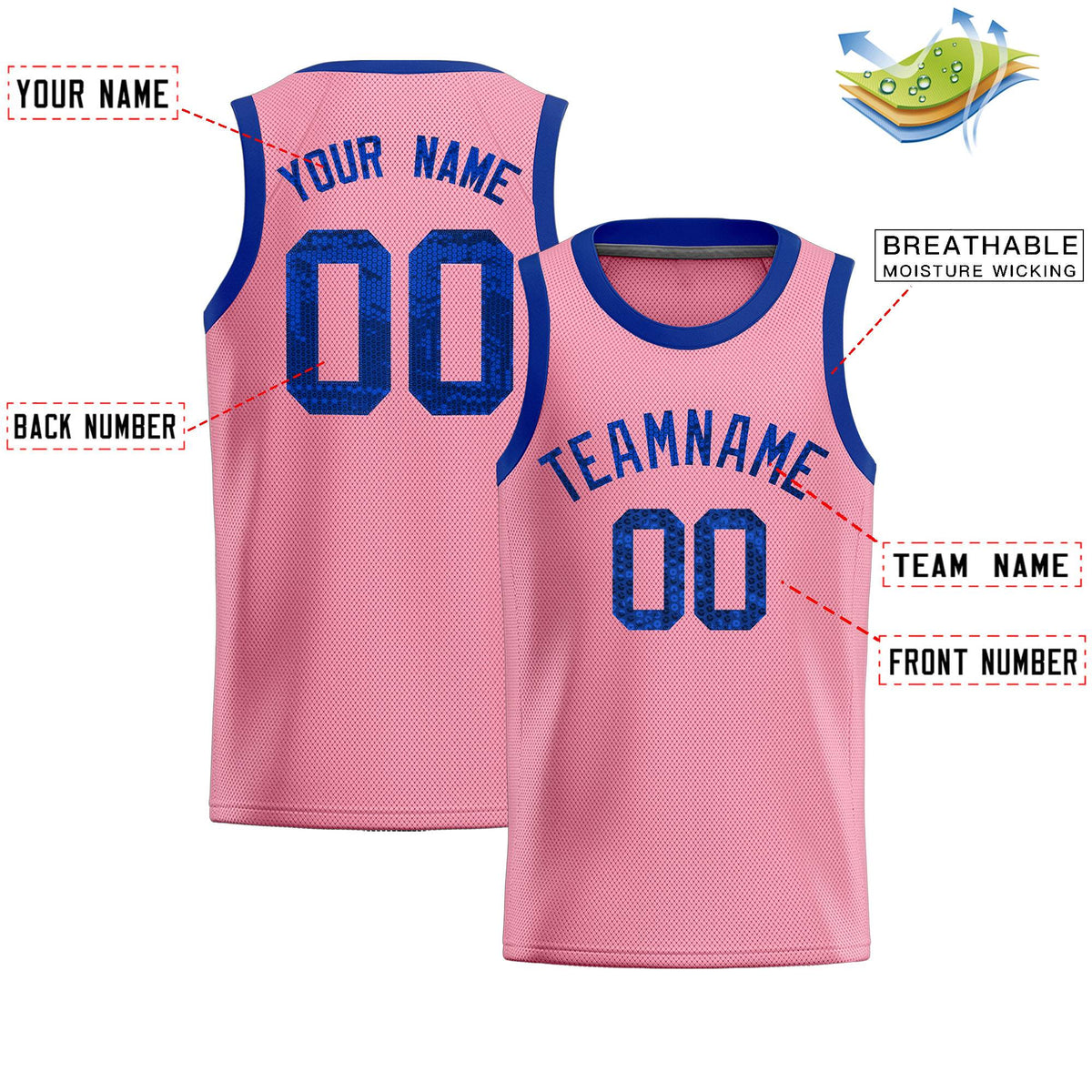 Custom Light Pink Sequined Tops Athletic Basketball Jersey|KXKSHOP