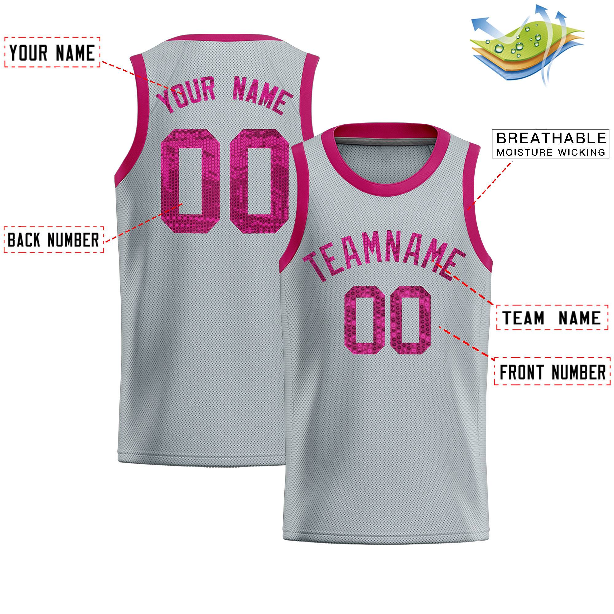 Custom Silver Sequined Tops Athletic Basketball Jersey|KXKSHOP