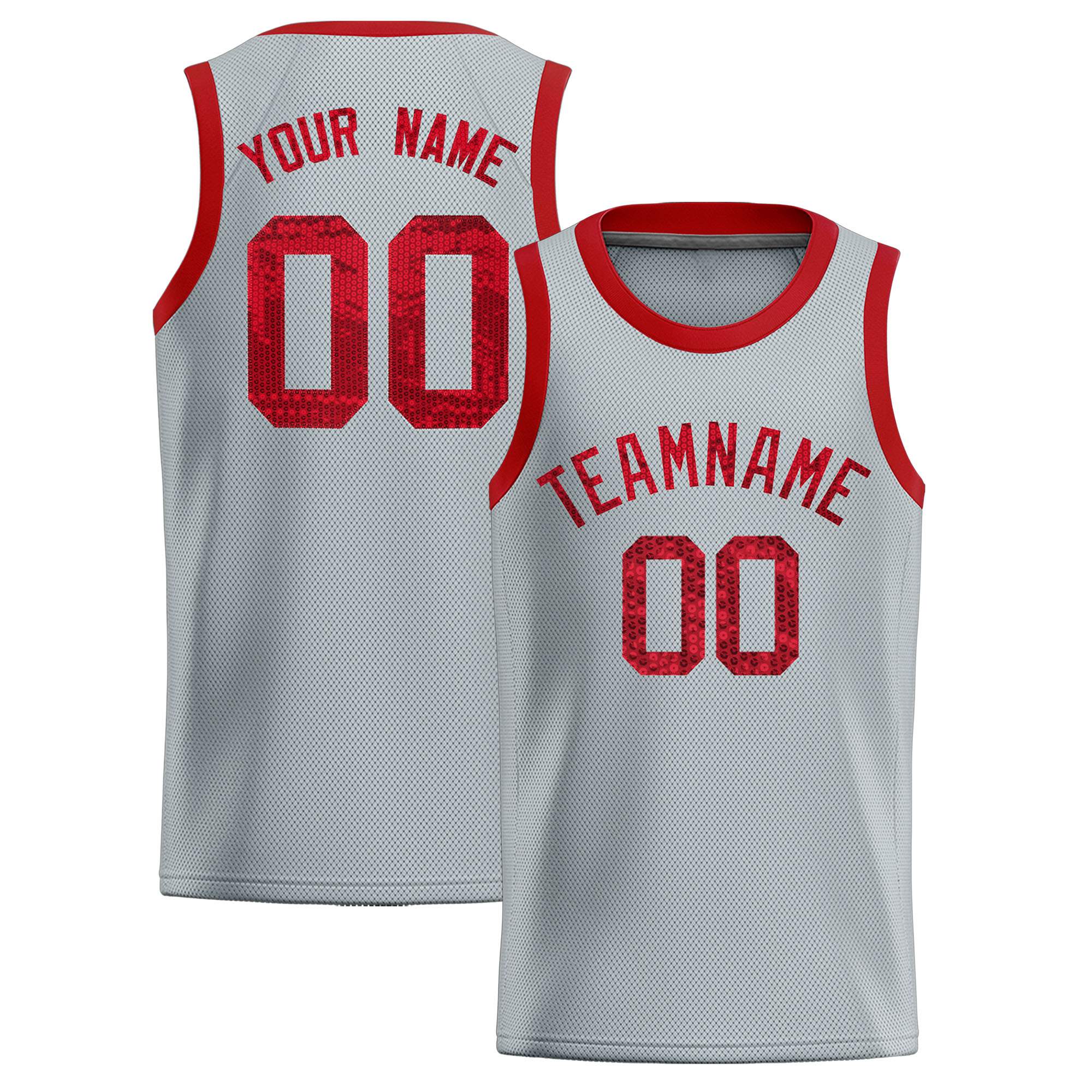 Custom Silver Sequined Tops Athletic Basketball Jersey|KXKSHOP