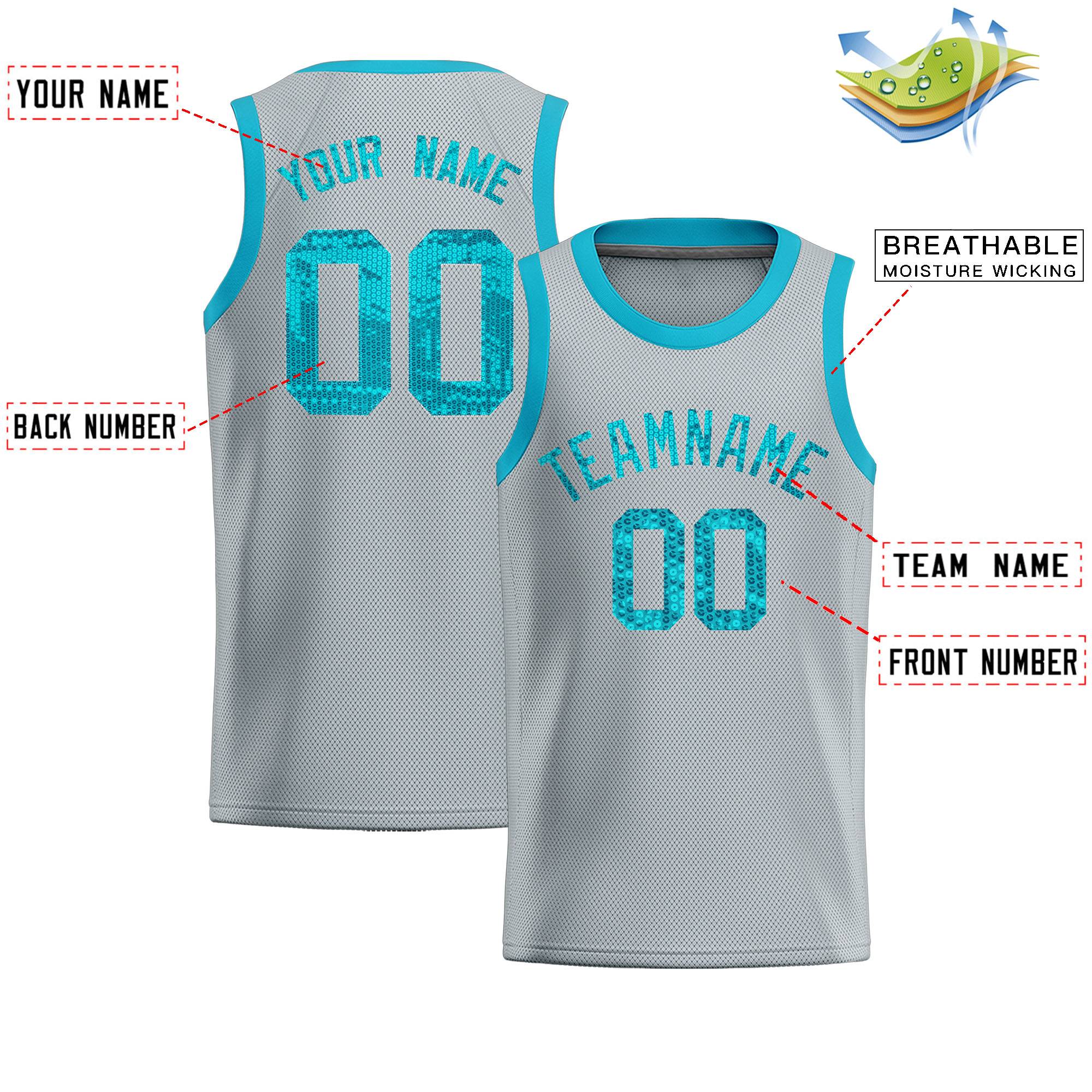 Custom Silver Sequined Tops Athletic Basketball Jersey|KXKSHOP