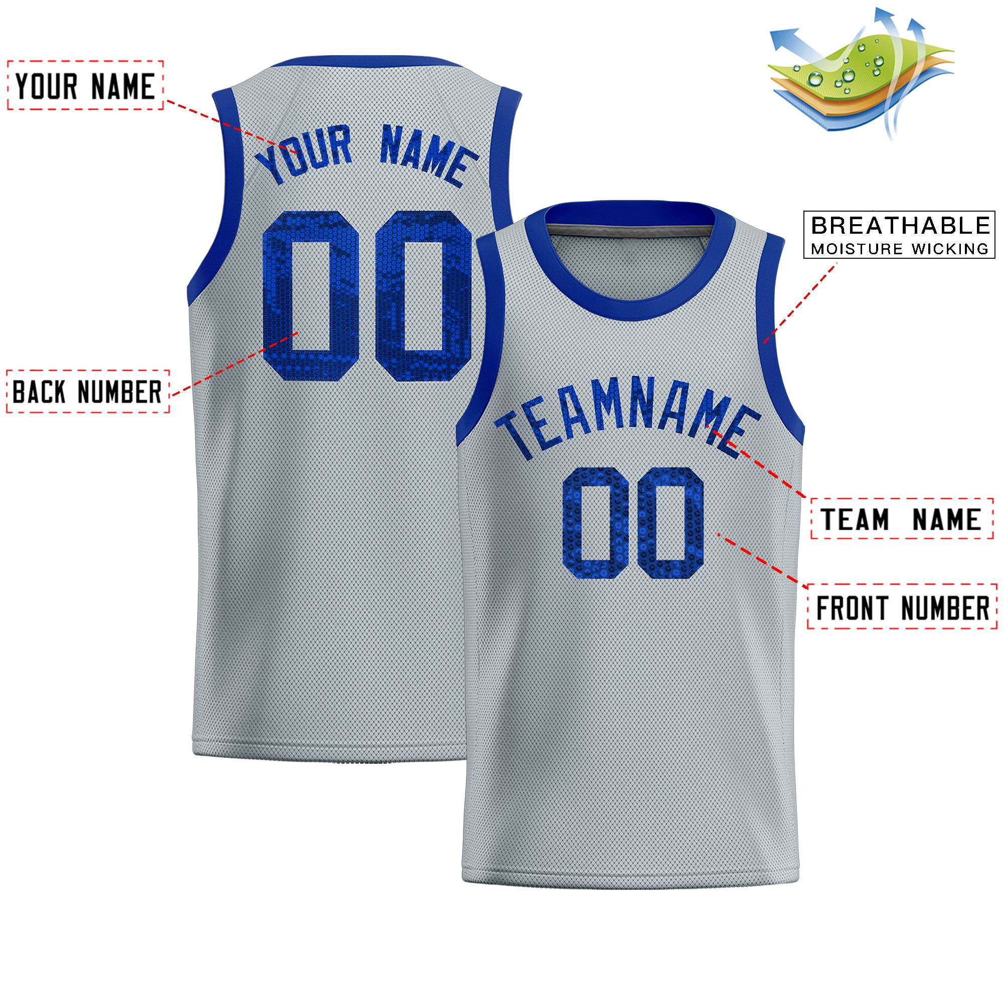 Custom Silver Sequined Tops Athletic Basketball Jersey|KXKSHOP