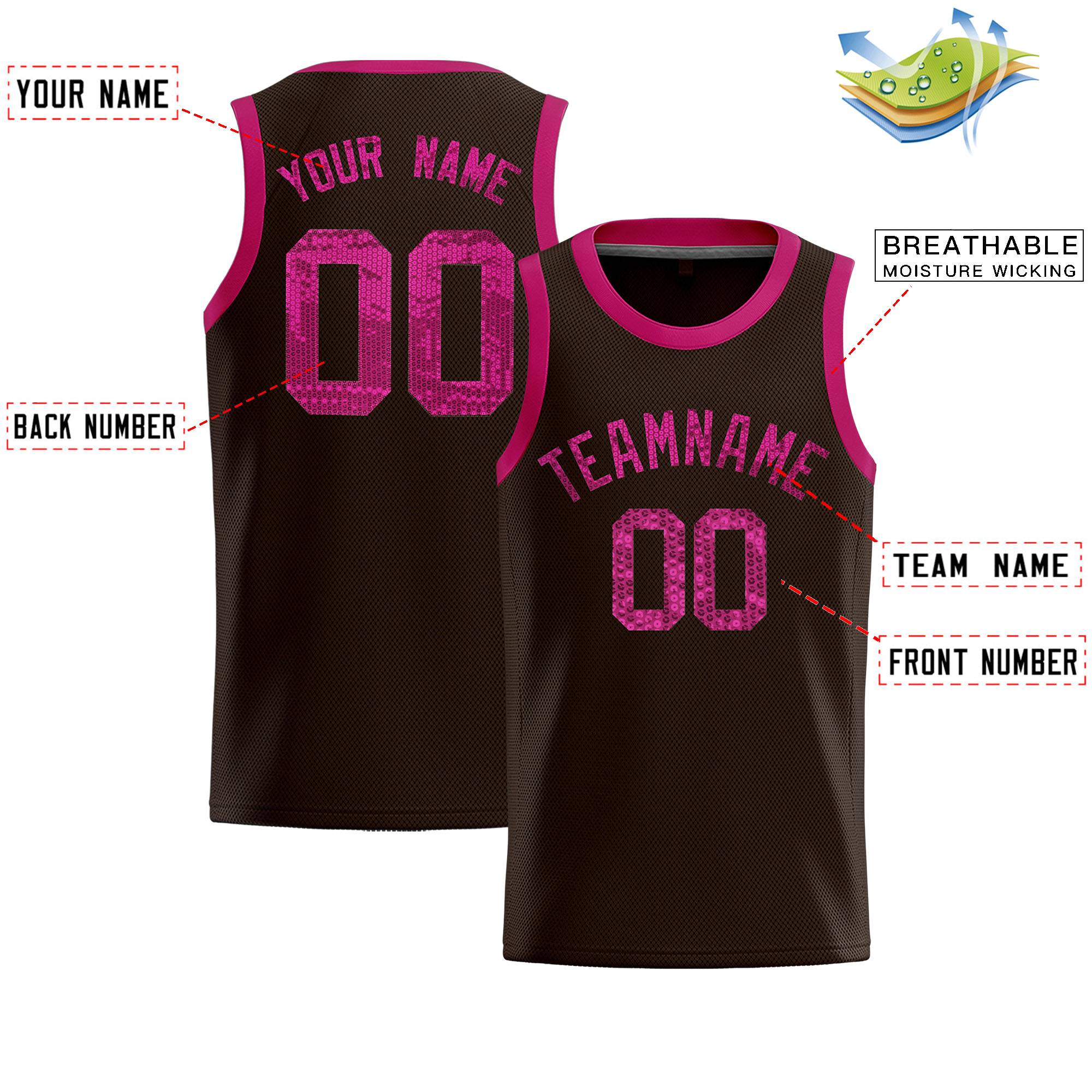 Custom Brown Sequined Tops Athletic Basketball Jersey|KXKSHOP