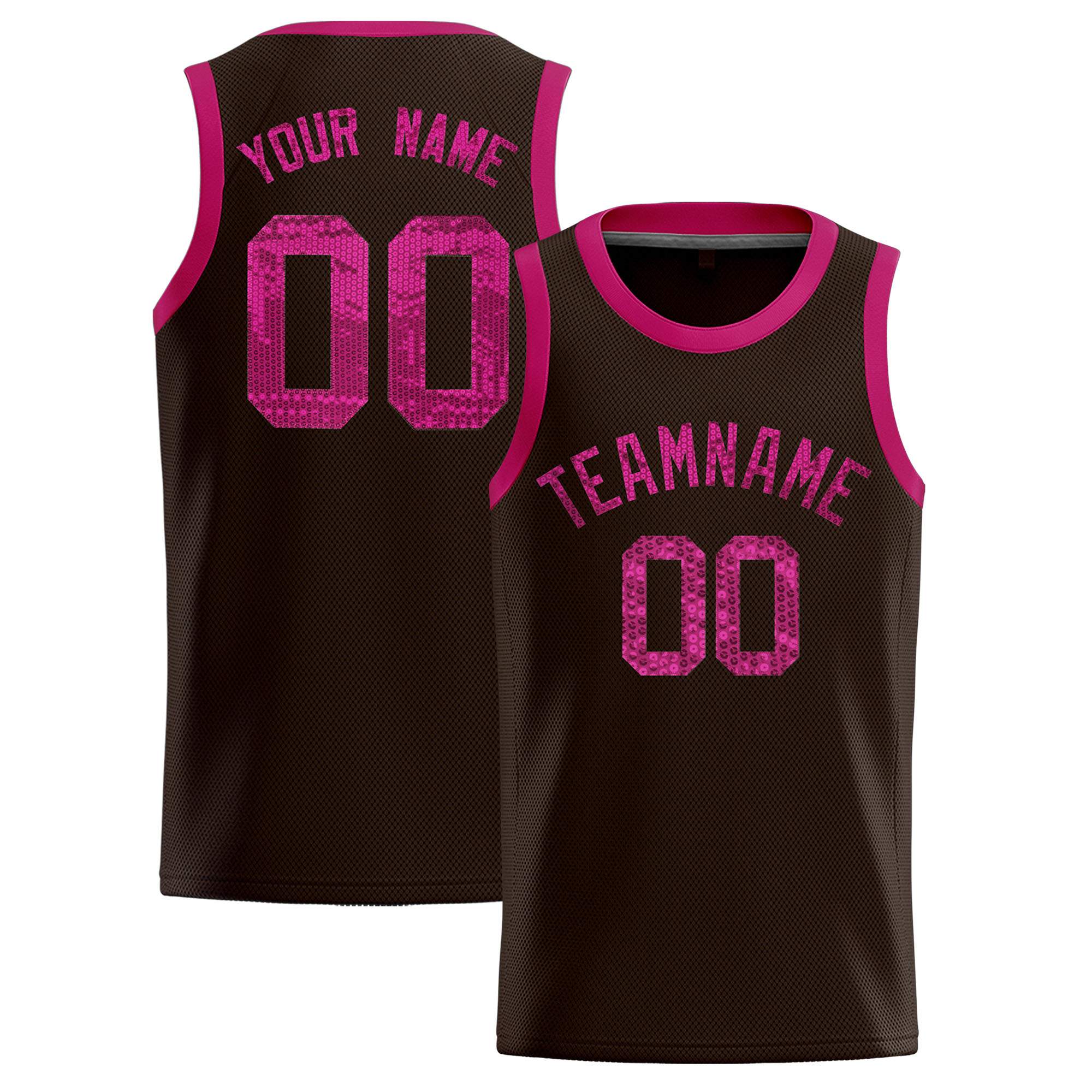 Custom Brown Sequined Tops Athletic Basketball Jersey|KXKSHOP