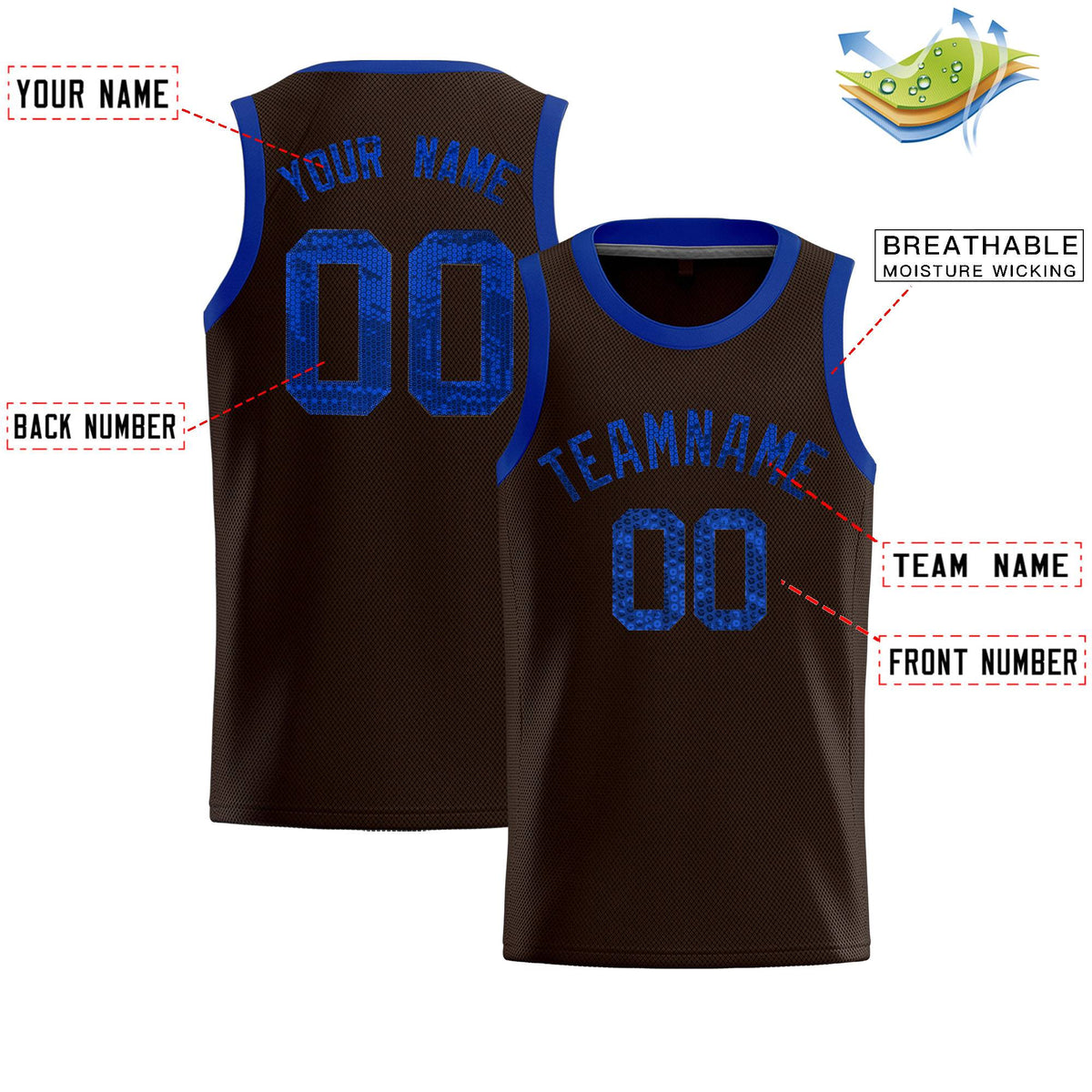 Custom Brown Sequined Tops Athletic Basketball Jersey|KXKSHOP