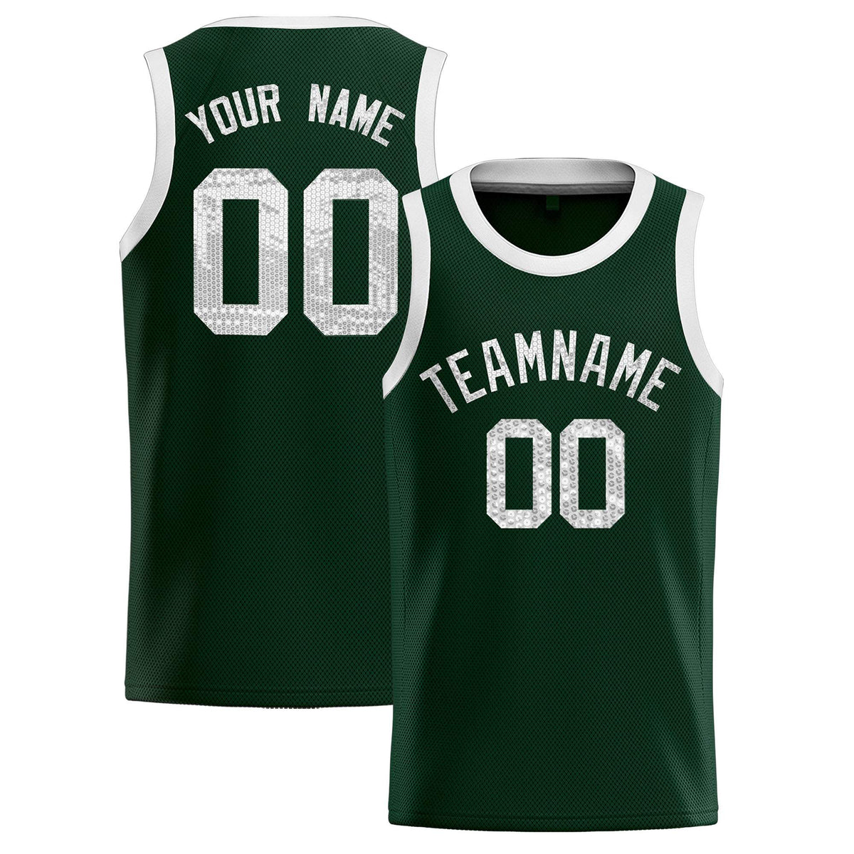 Custom Hunter Green Sequined Tops Athletic Basketball Jersey|KXKSHOP