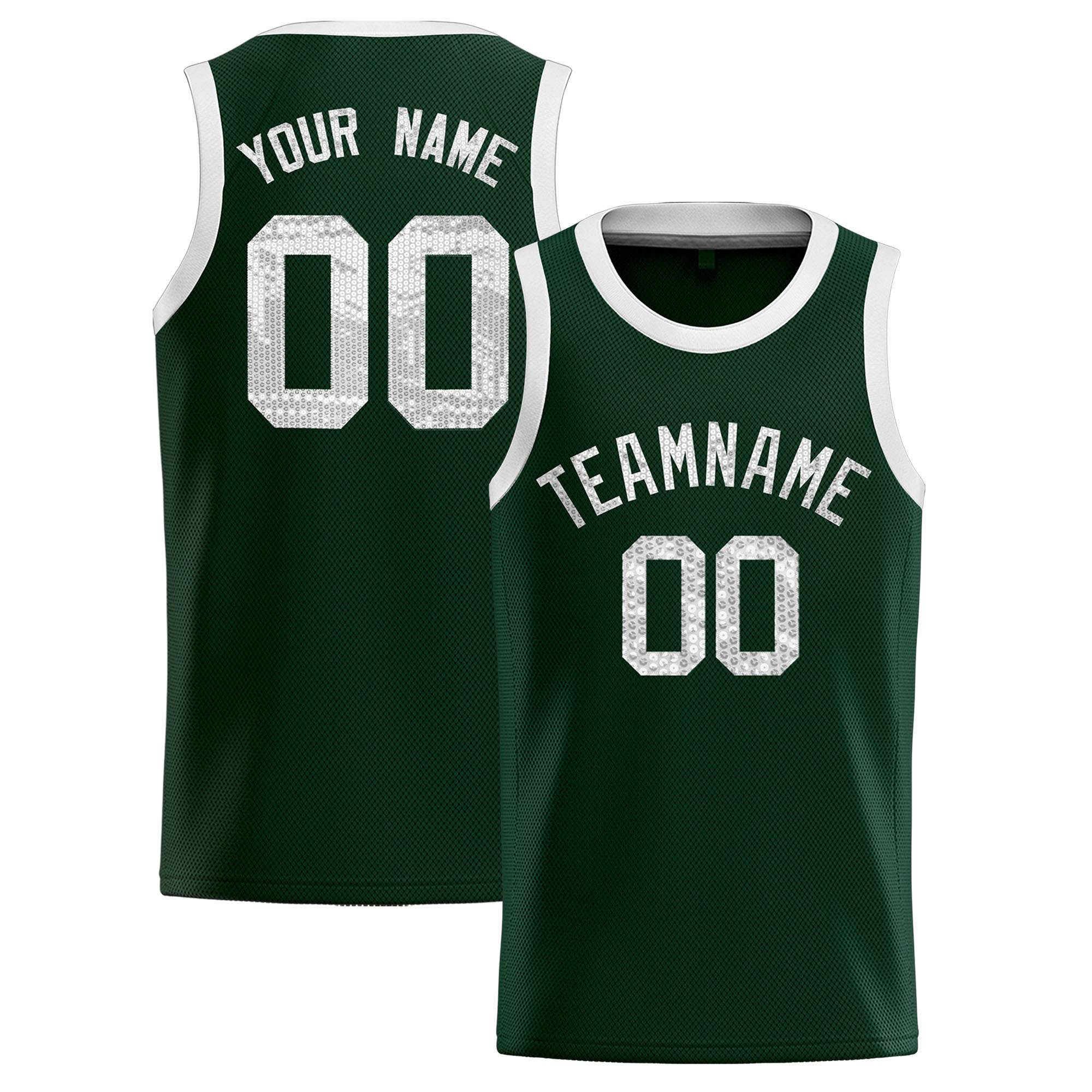 Custom Hunter Green Sequined Tops Athletic Basketball Jersey|KXKSHOP