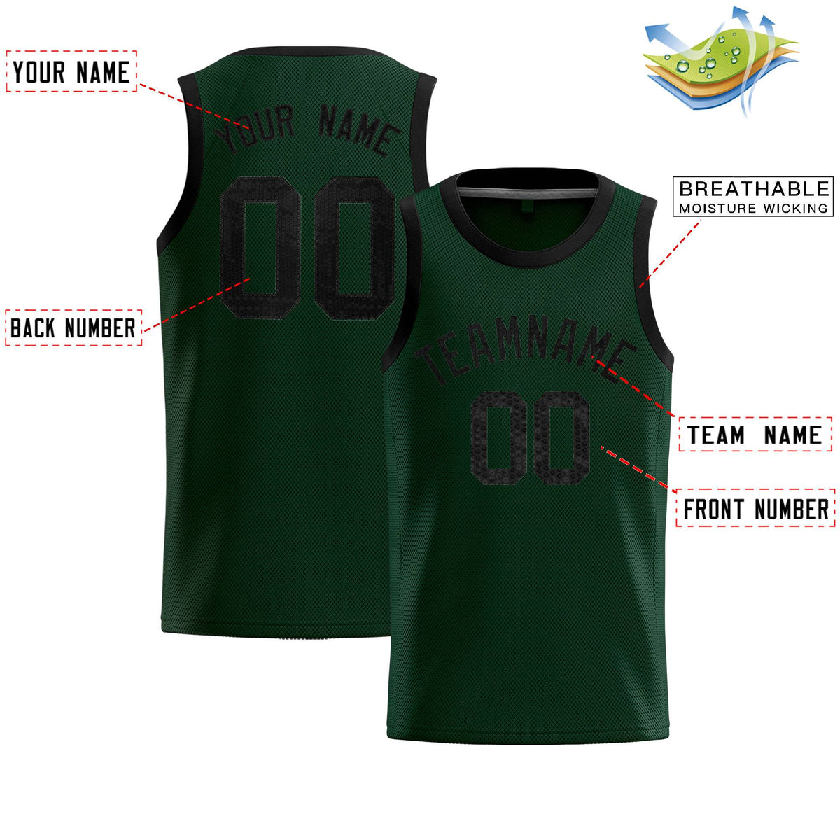 Custom Hunter Green Sequined Tops Athletic Basketball Jersey|KXKSHOP