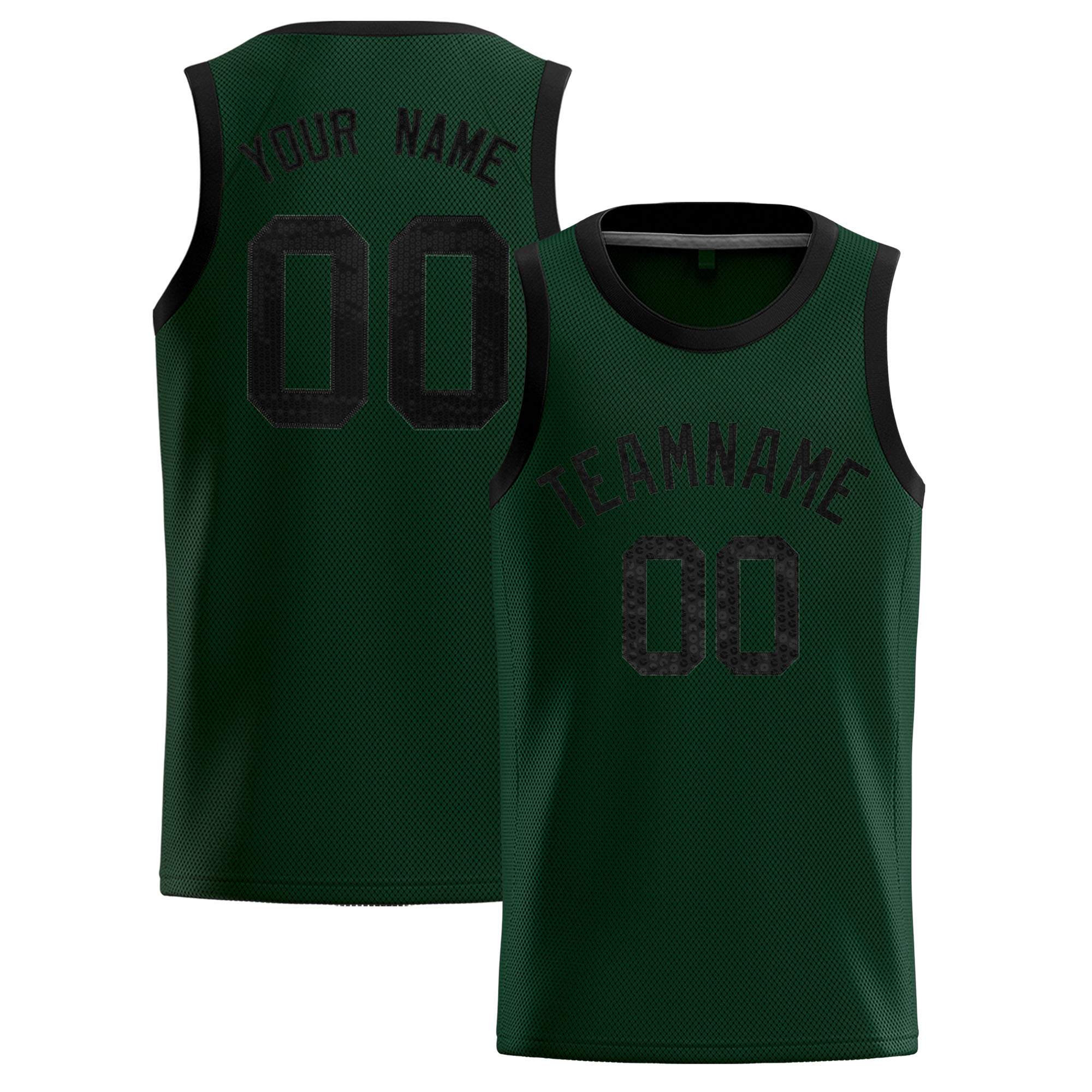 Custom Hunter Green Sequined Tops Athletic Basketball Jersey|KXKSHOP