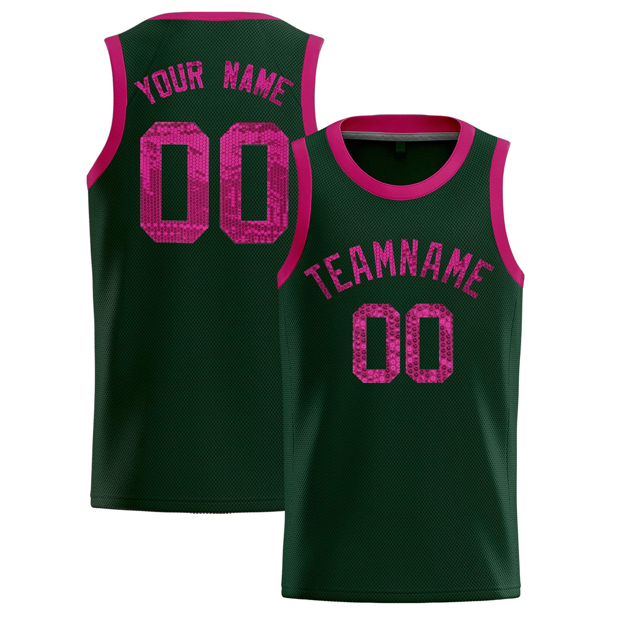 Custom Hunter Green Sequined Tops Athletic Basketball Jersey|KXKSHOP