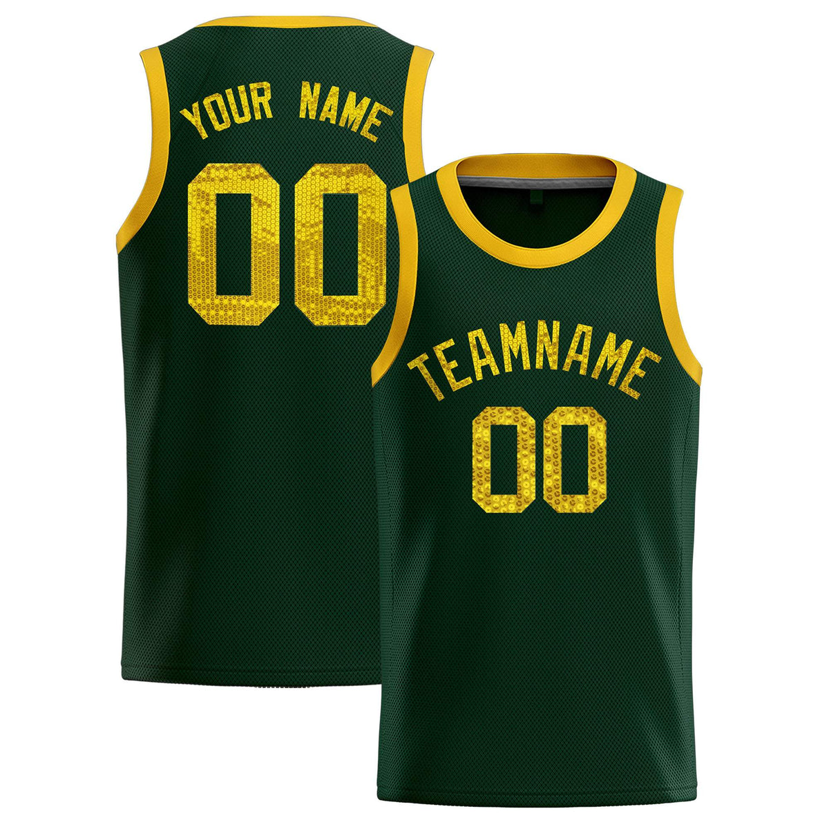 Custom Hunter Green Sequined Tops Athletic Basketball Jersey|KXKSHOP