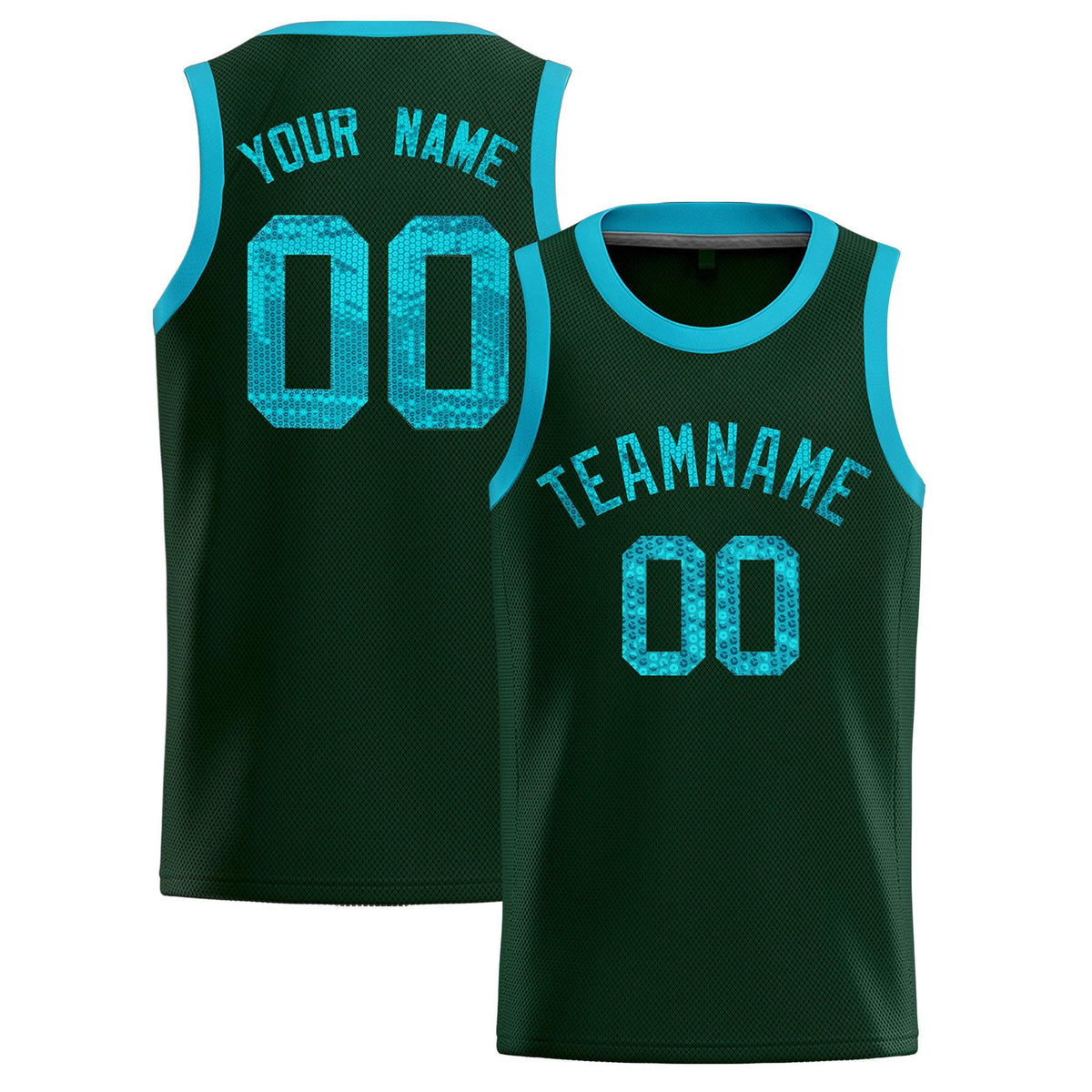 Custom Hunter Green Sequined Tops Athletic Basketball Jersey|KXKSHOP