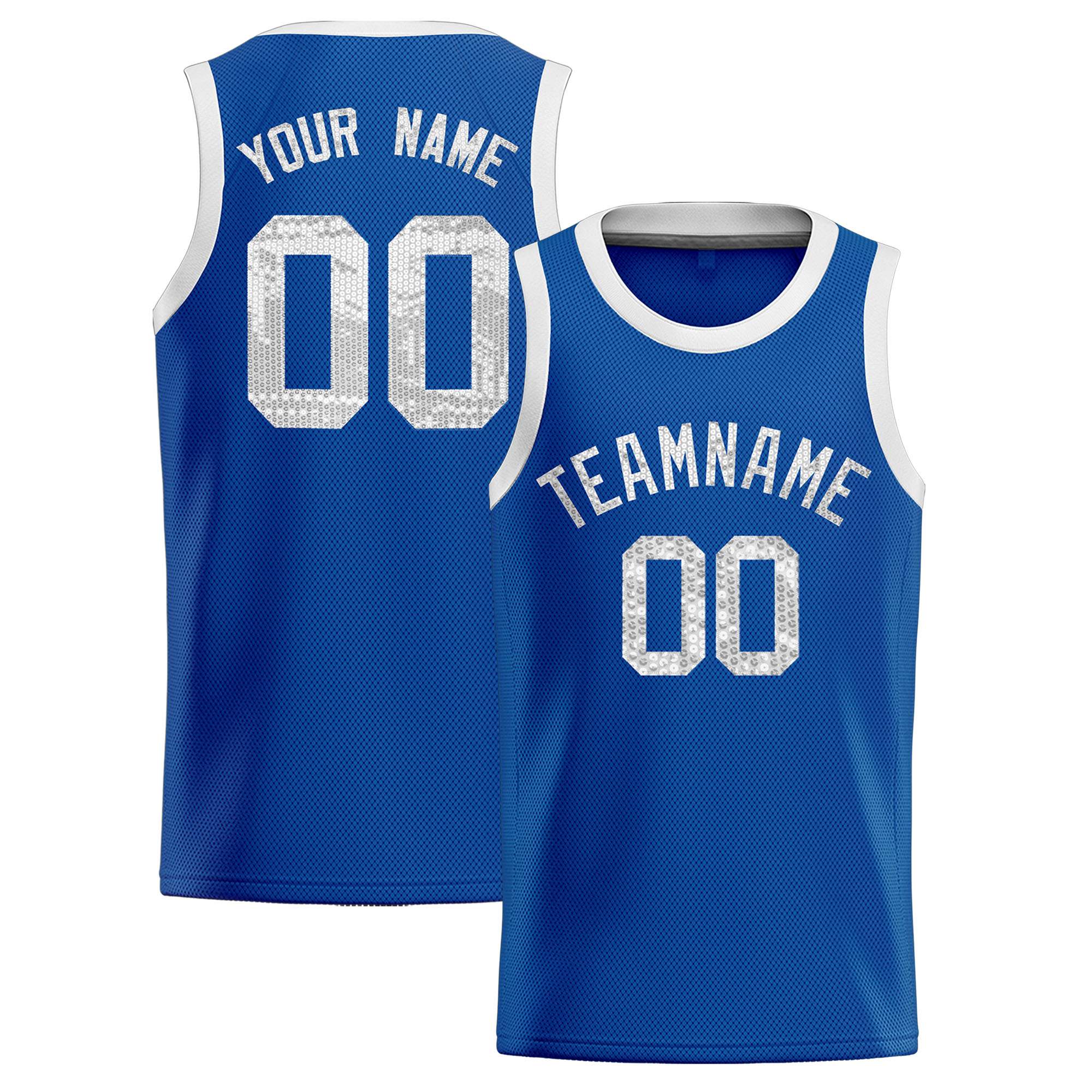 Custom Royal Sequined Tops Athletic Basketball Jersey|KXKSHOP