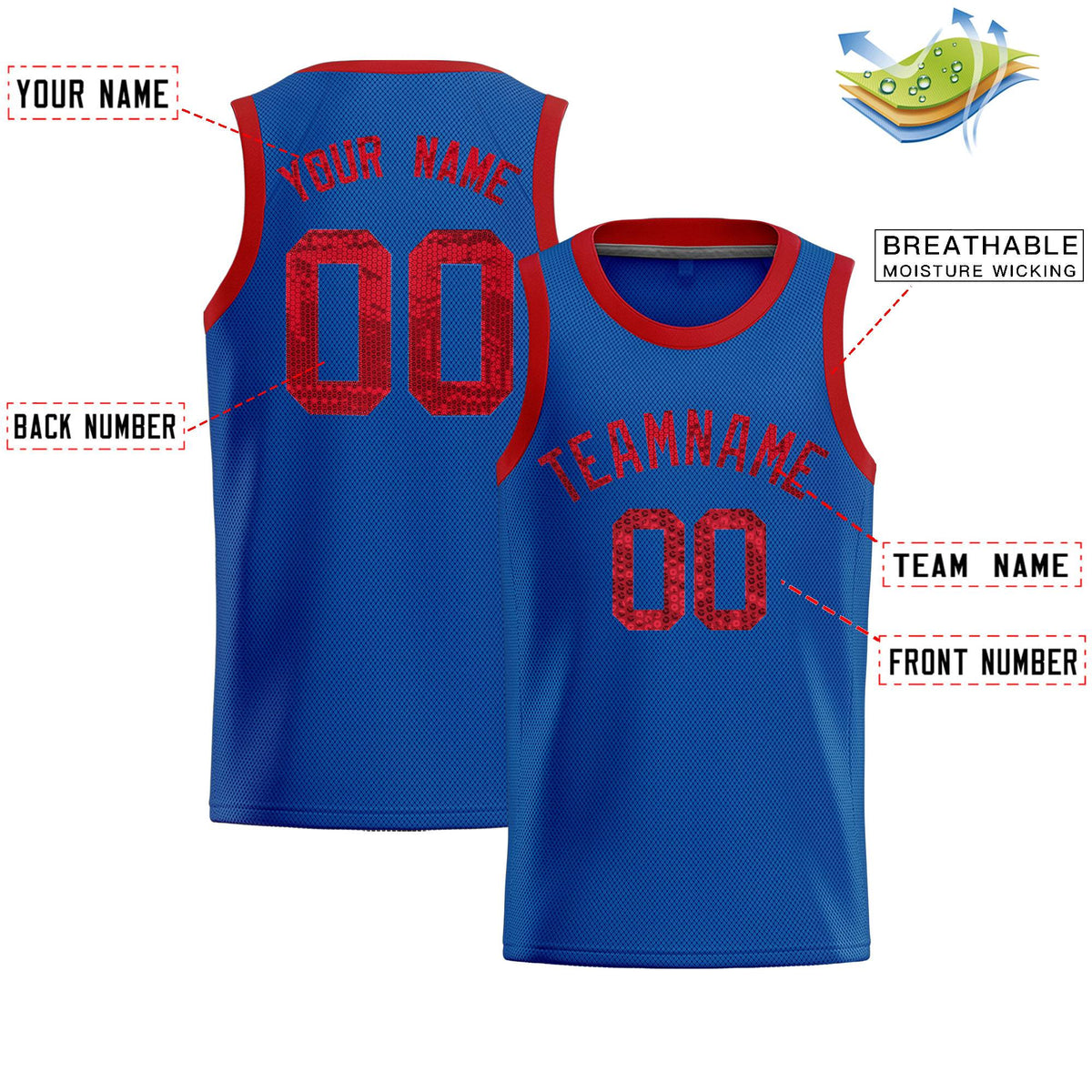 Custom Royal Sequined Tops Athletic Basketball Jersey|KXKSHOP