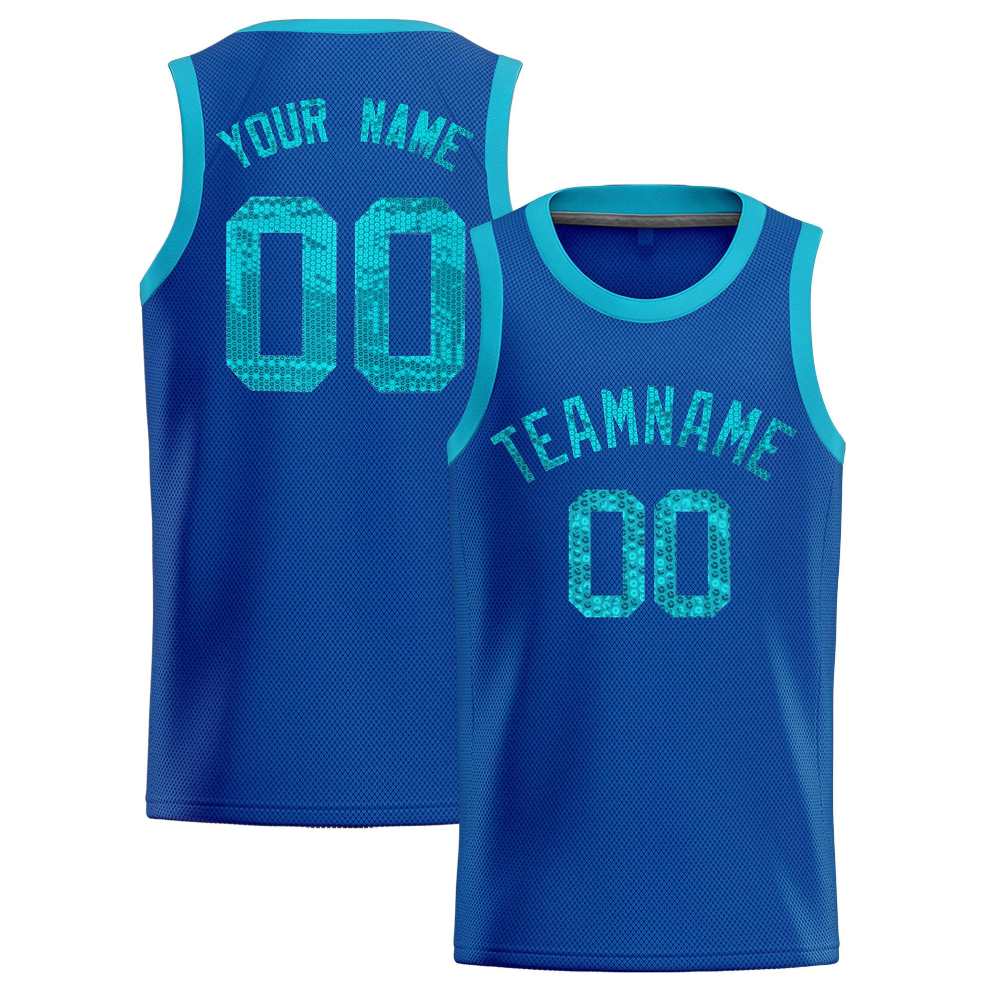 Custom Royal Sequined Tops Athletic Basketball Jersey|KXKSHOP