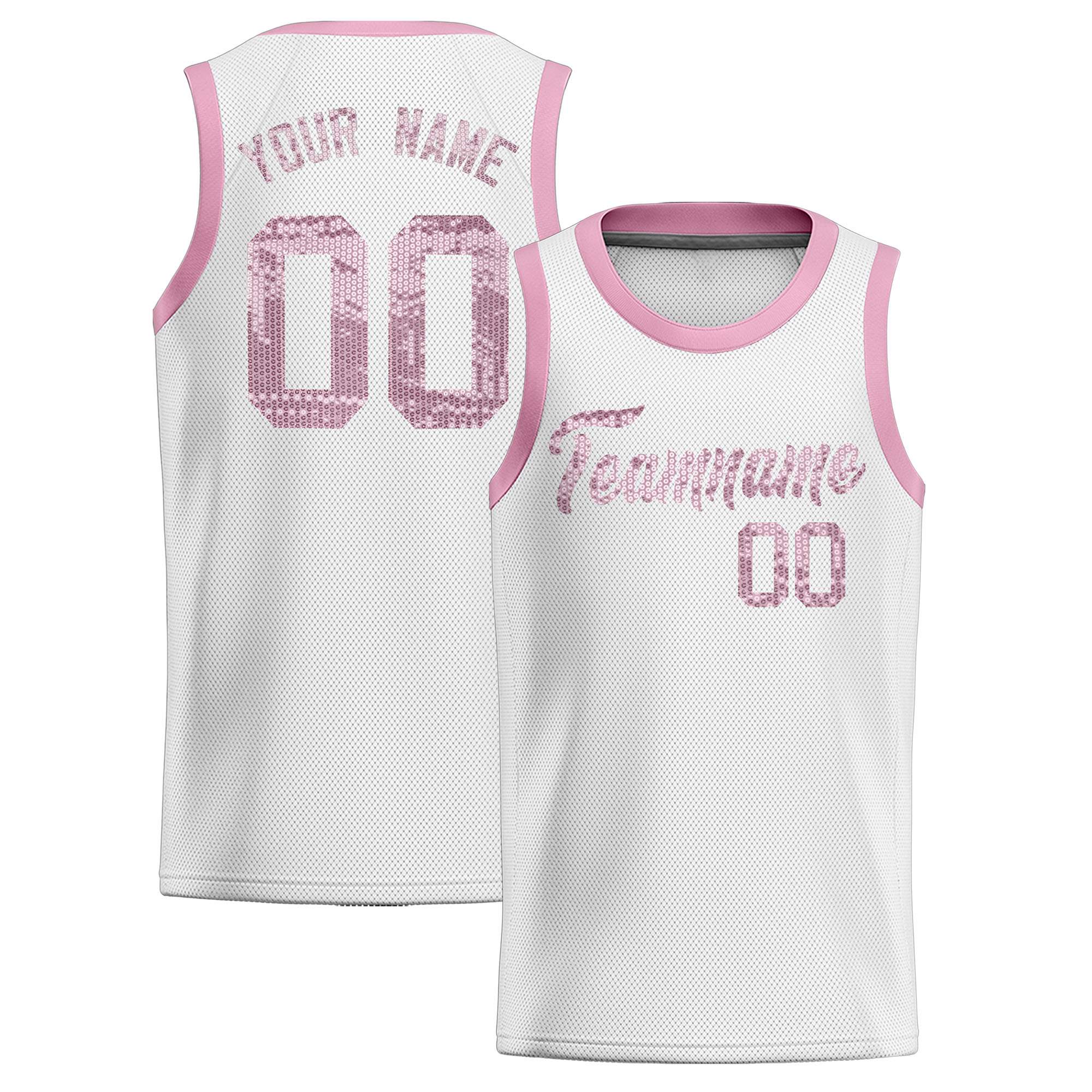 Custom White Sequined Tops Athletic Basketball Jersey|KXKSHOP