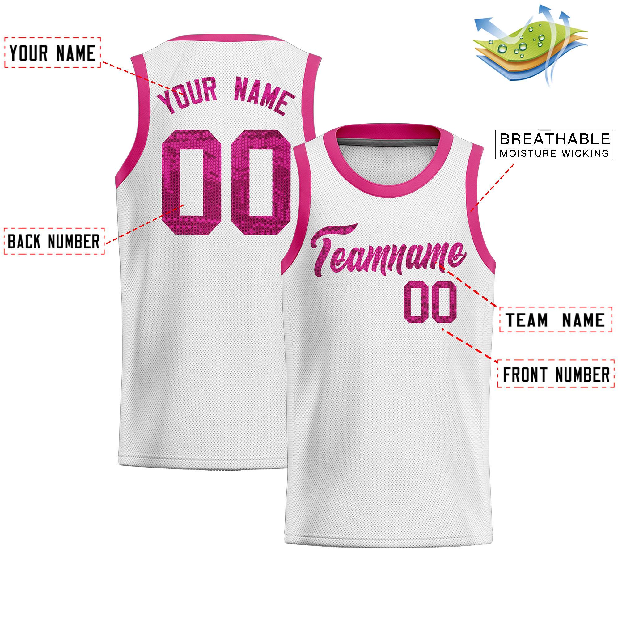 Custom White Sequined Tops Athletic Basketball Jersey|KXKSHOP