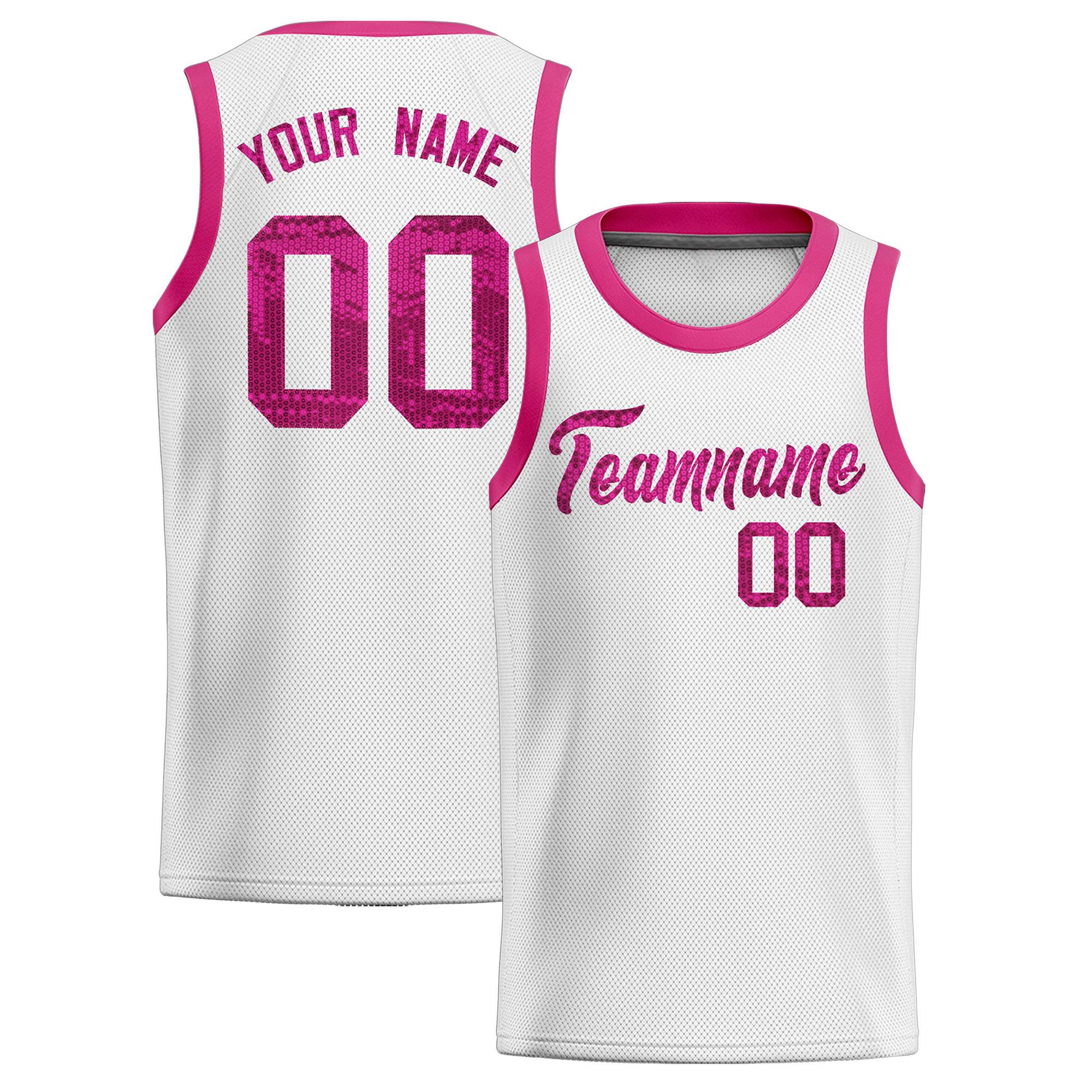 Custom White Sequined Tops Athletic Basketball Jersey|KXKSHOP
