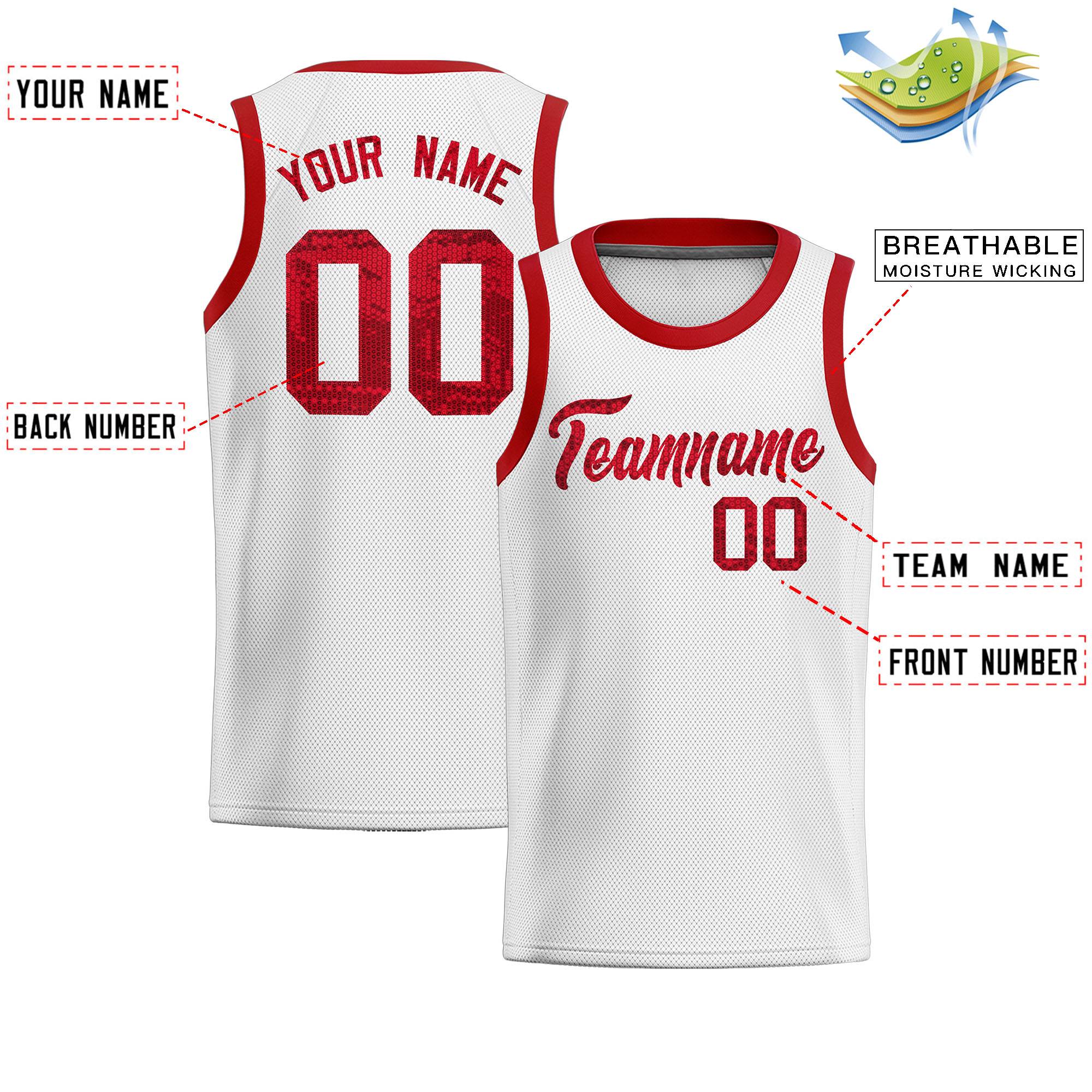 Custom White Sequined Tops Athletic Basketball Jersey|KXKSHOP