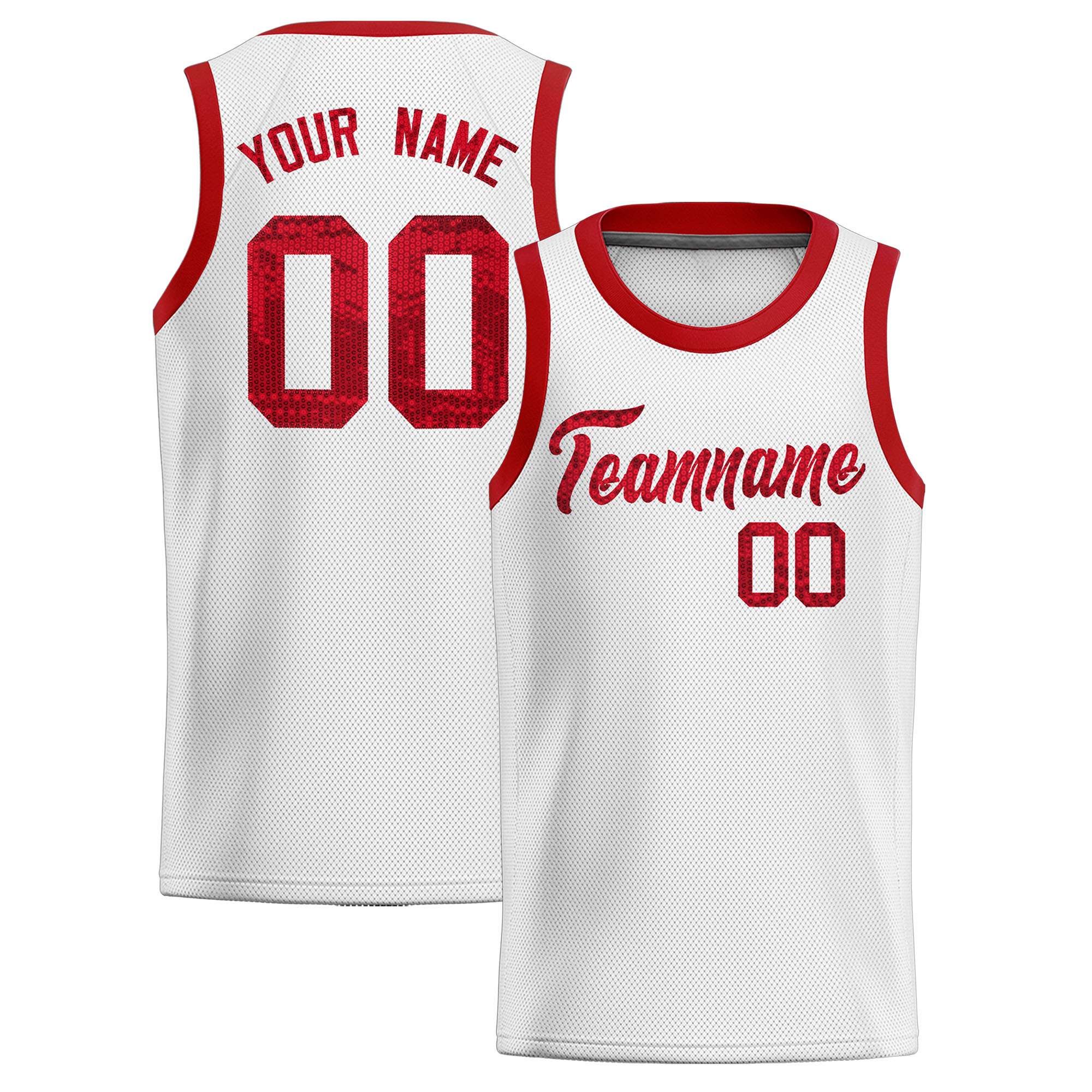 Custom White Sequined Tops Athletic Basketball Jersey|KXKSHOP