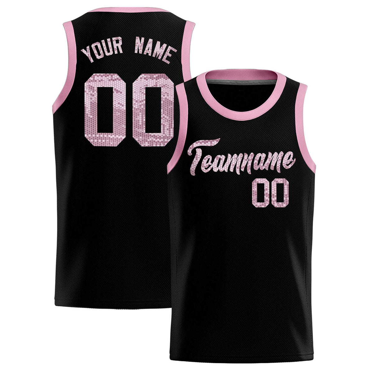 Custom Black Sequined Tops Athletic Basketball Jersey|KXKSHOP