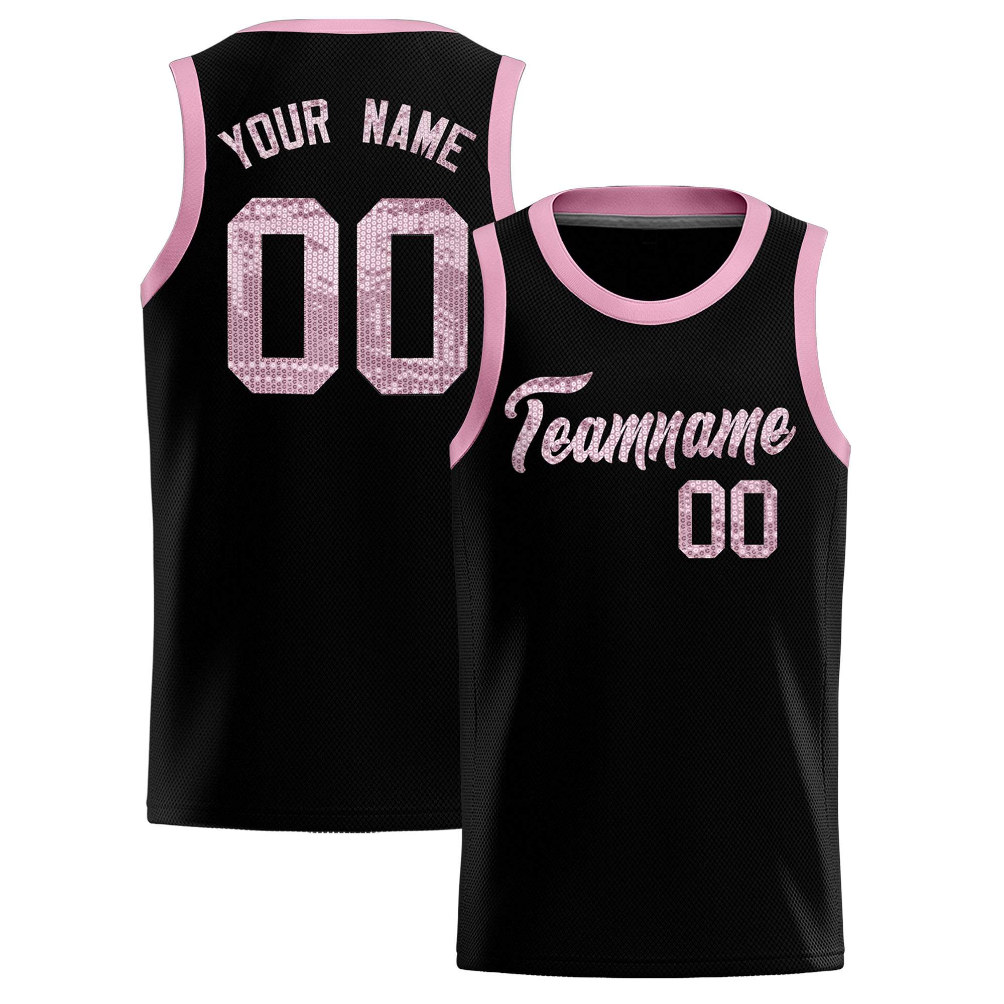 Custom Black Sequined Tops Athletic Basketball Jersey|KXKSHOP