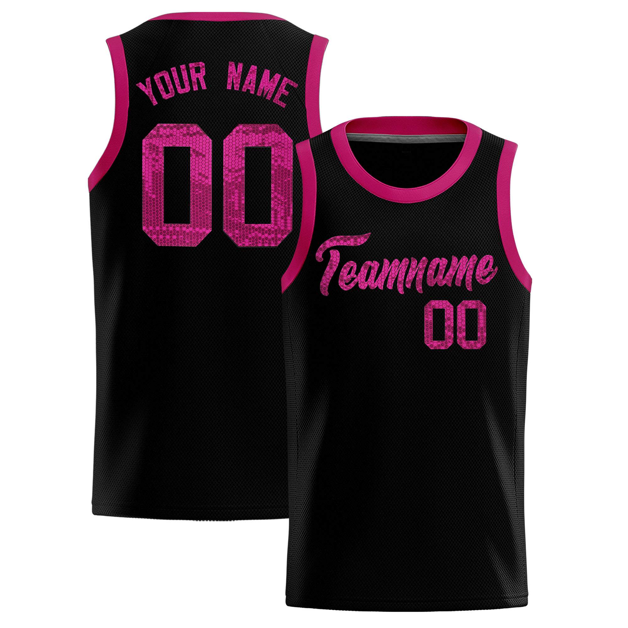 Custom Black Sequined Tops Athletic Basketball Jersey|KXKSHOP