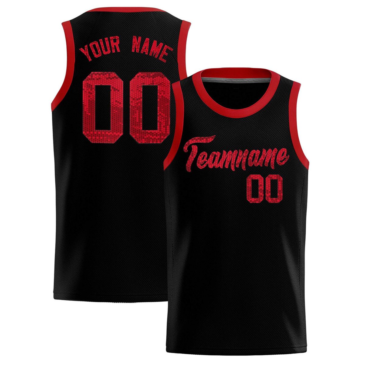 Custom Black Sequined Tops Athletic Basketball Jersey|KXKSHOP
