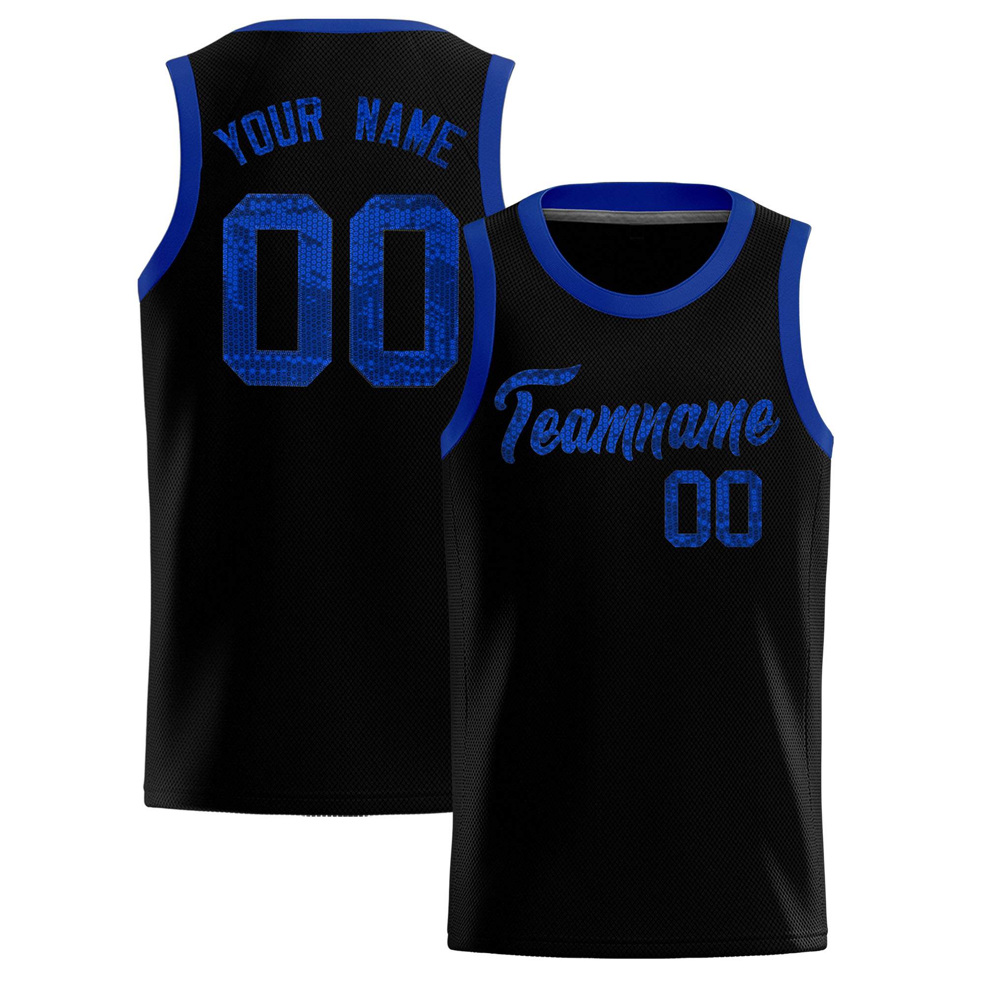 Custom Black Sequined Tops Athletic Basketball Jersey|KXKSHOP