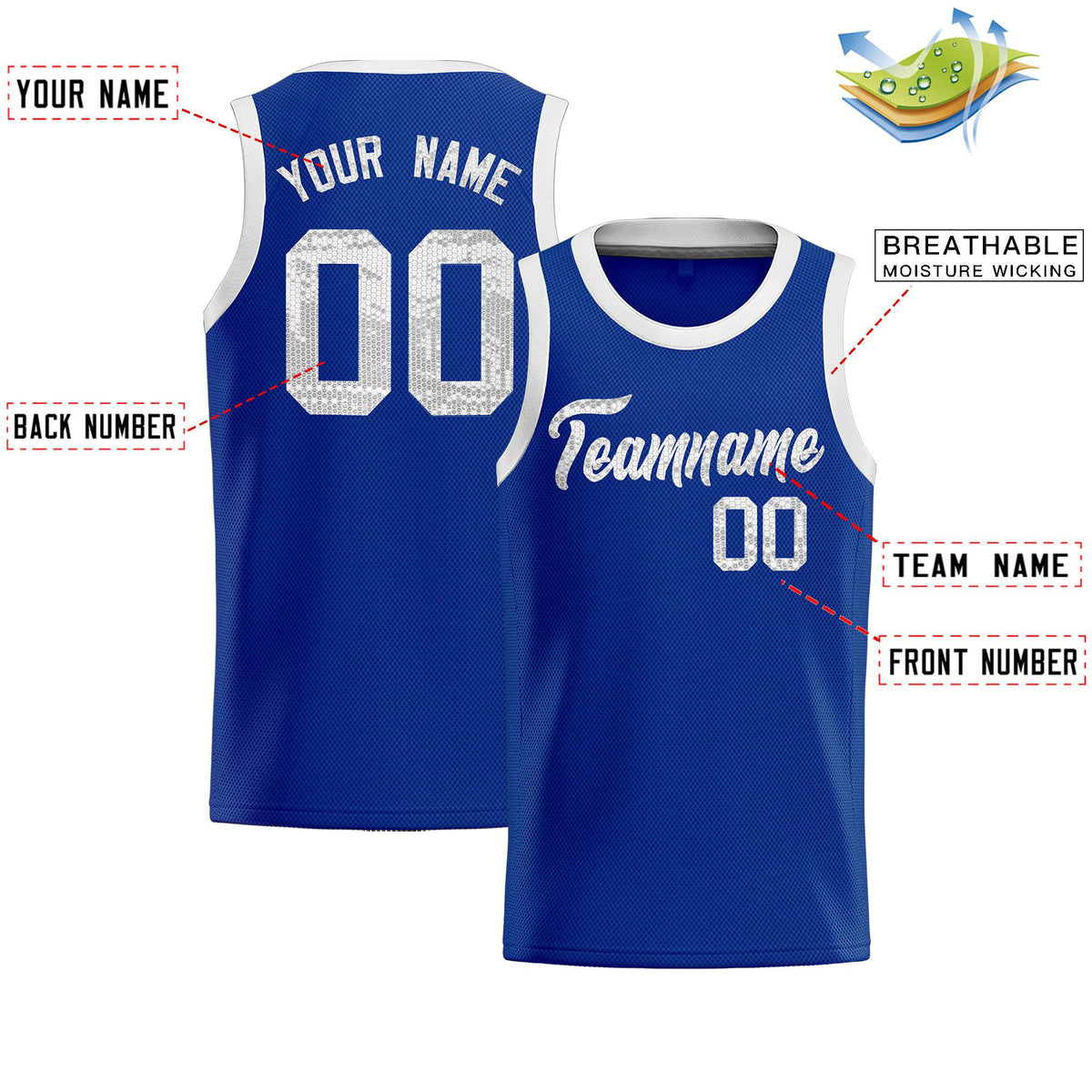 Custom Royal Sequined Tops Athletic Basketball Jersey|KXKSHOP