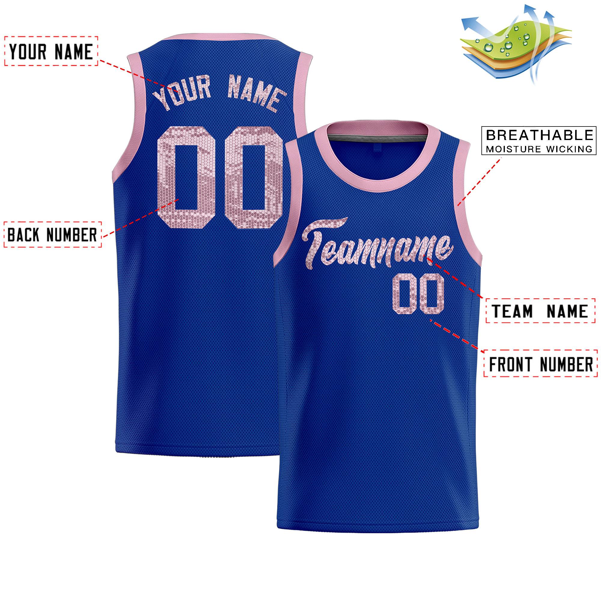Custom Royal Sequined Tops Athletic Basketball Jersey|KXKSHOP