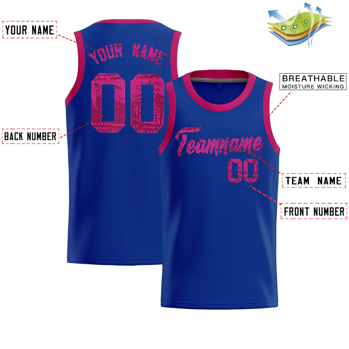 Custom Royal Sequined Tops Athletic Basketball Jersey|KXKSHOP