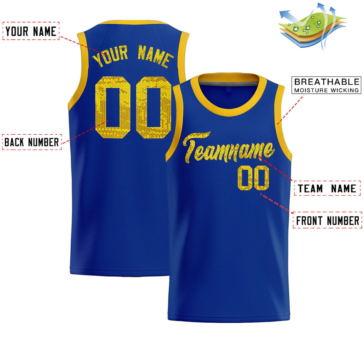 Custom Royal Sequined Tops Athletic Basketball Jersey|KXKSHOP