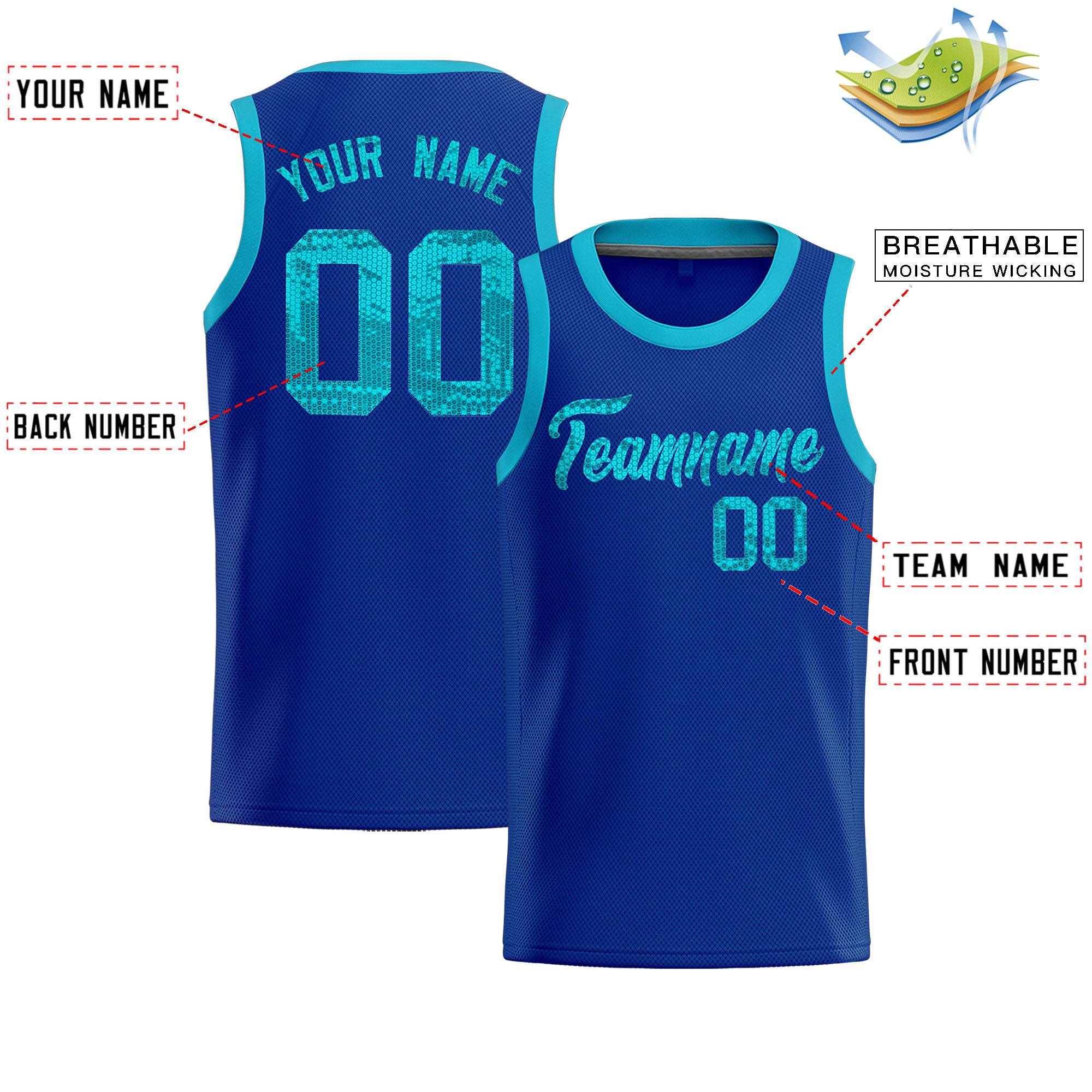 Custom Royal Sequined Tops Athletic Basketball Jersey|KXKSHOP