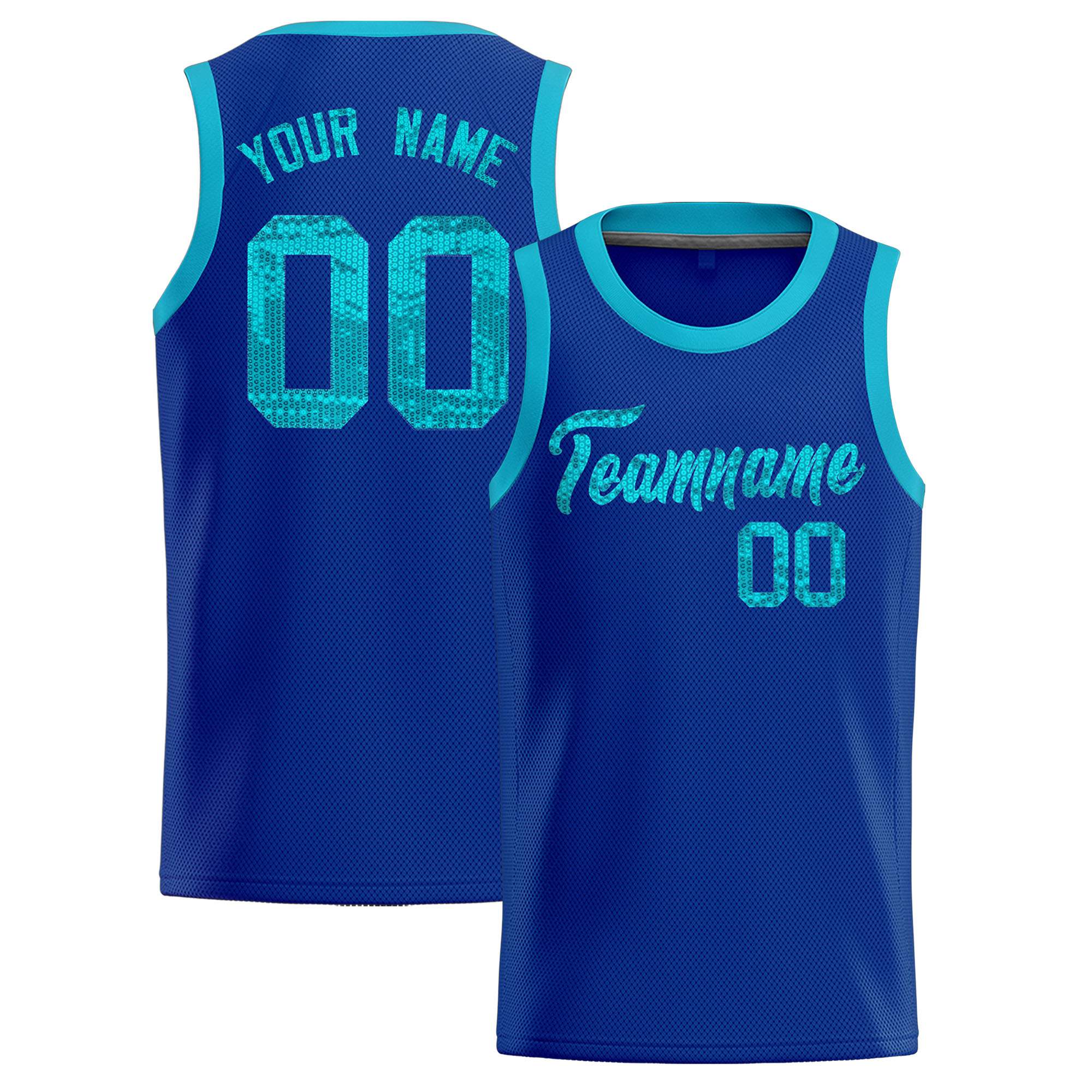 Custom Royal Sequined Tops Athletic Basketball Jersey|KXKSHOP