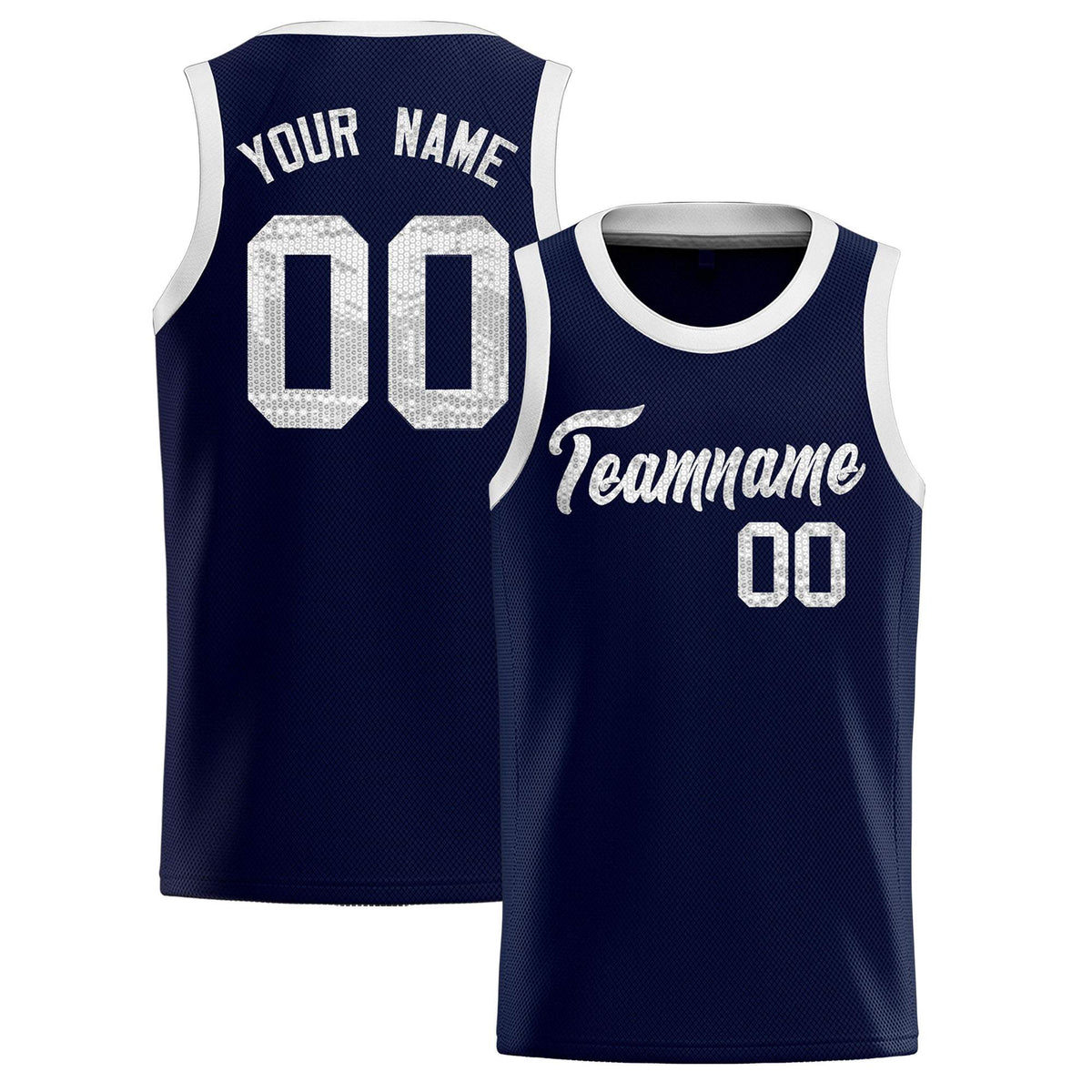 Custom Navy Sequined Tops Athletic Basketball Jersey|KXKSHOP
