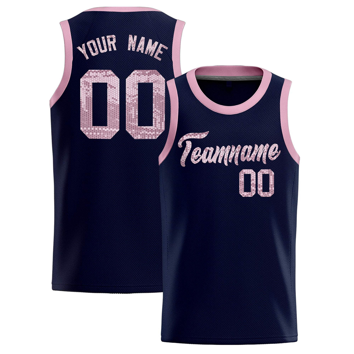 Custom Navy Sequined Tops Athletic Basketball Jersey|KXKSHOP