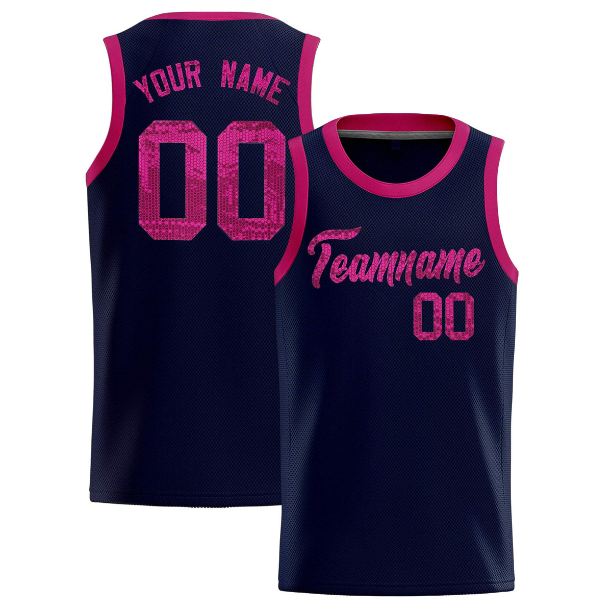 Custom Navy Sequined Tops Athletic Basketball Jersey|KXKSHOP