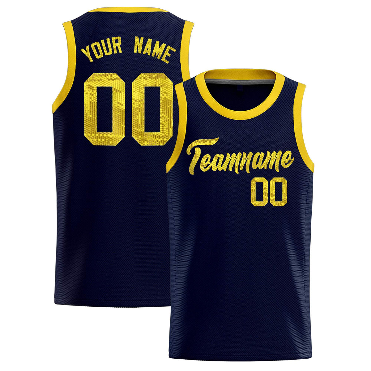 Custom Navy Sequined Tops Athletic Basketball Jersey|KXKSHOP